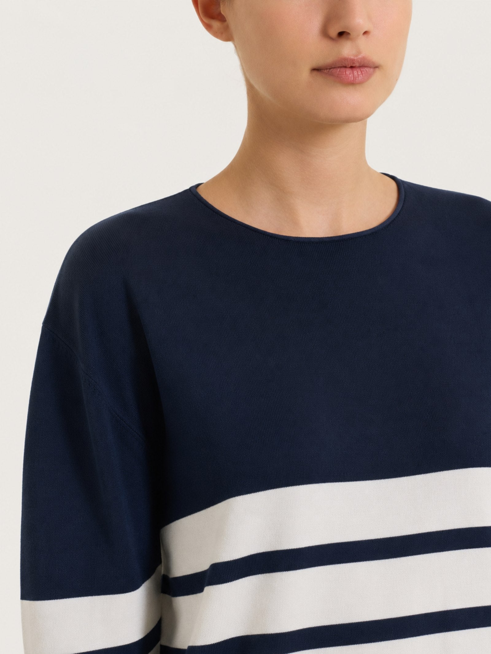 Ragno Four Seasons Maglia Girocollo Righe Winter Basic Bleu viscosa