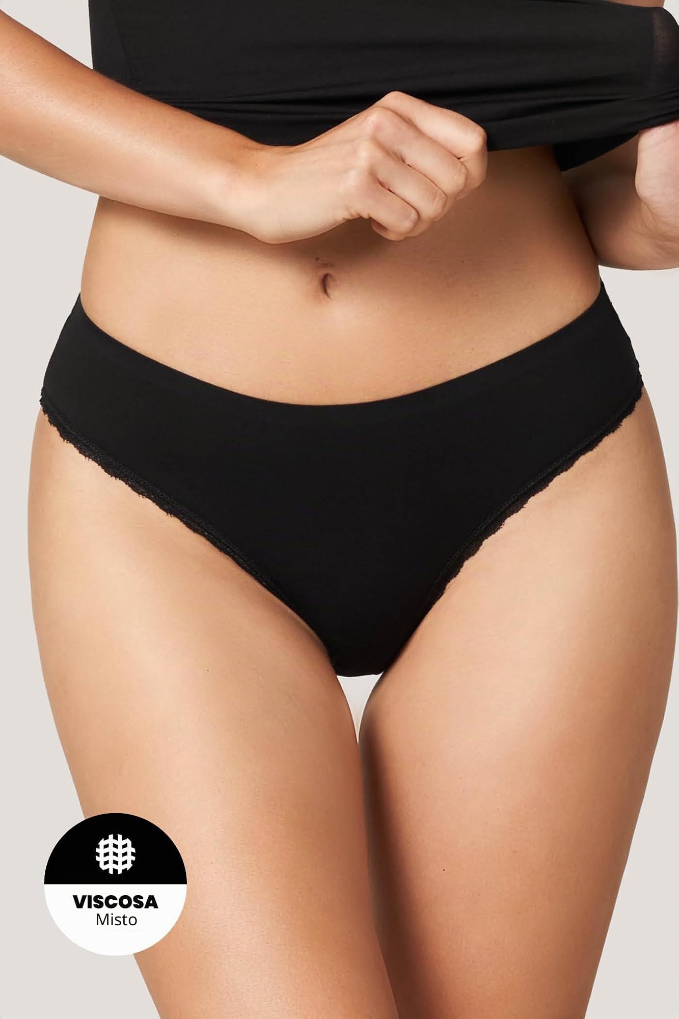 Goldenpoint slip fianco basso viscosa pizzo cotone