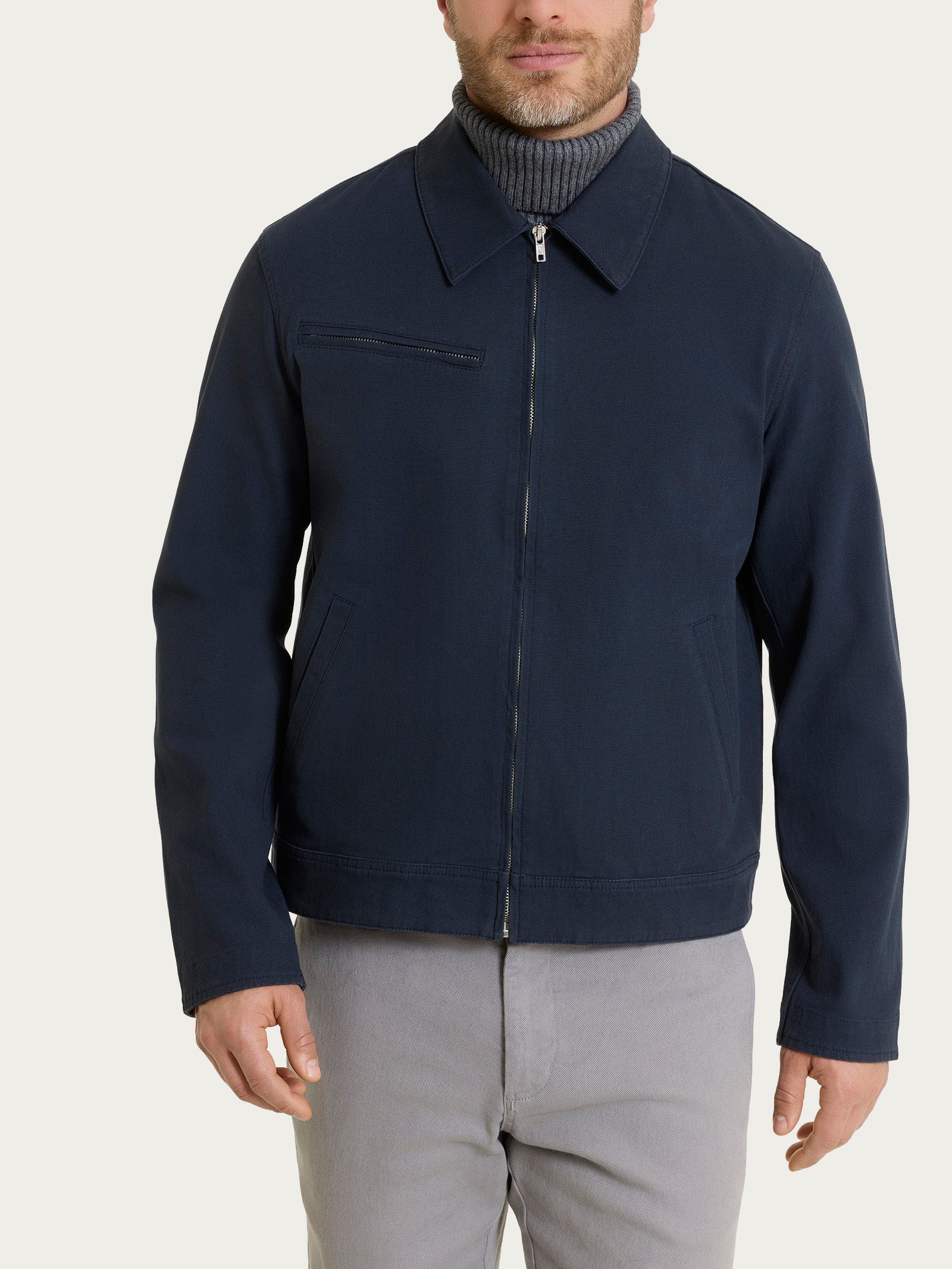 Ragno Canvas Stretch giacca zip blu uomo