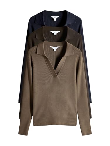 Next The Set maglia coste scollo V donna 3 pezzi polo