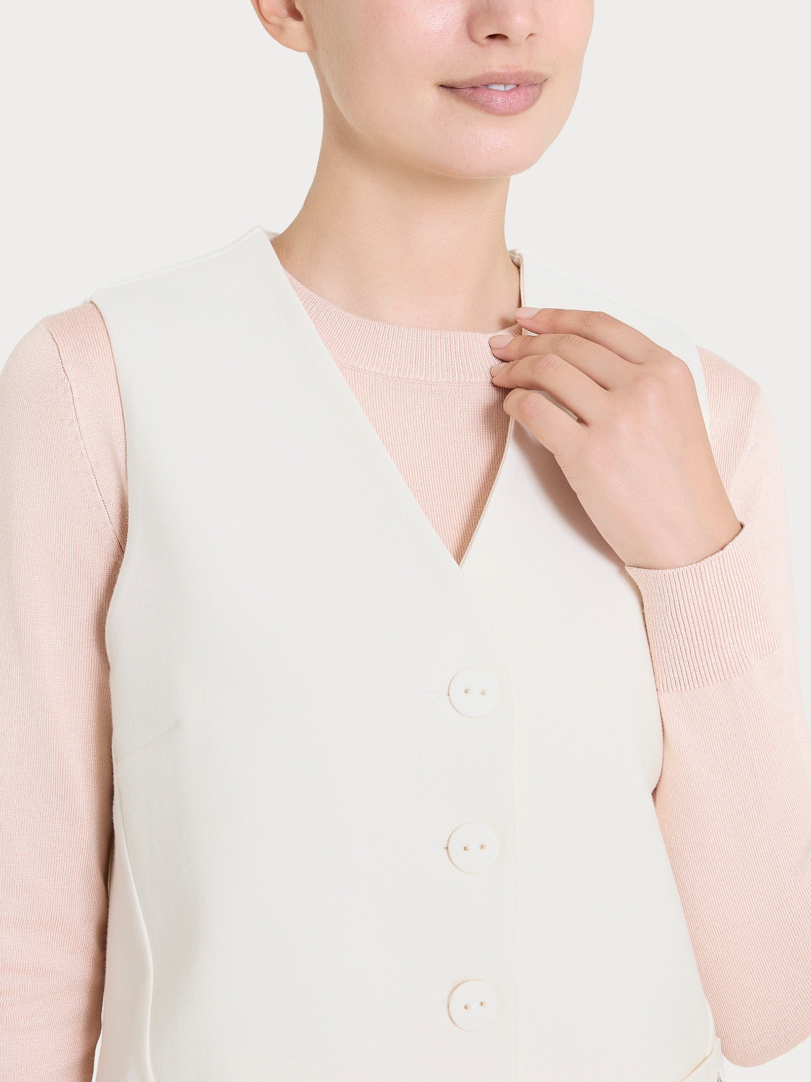 Ragno Compact Gilet 4 bottoni avorio punto Milano