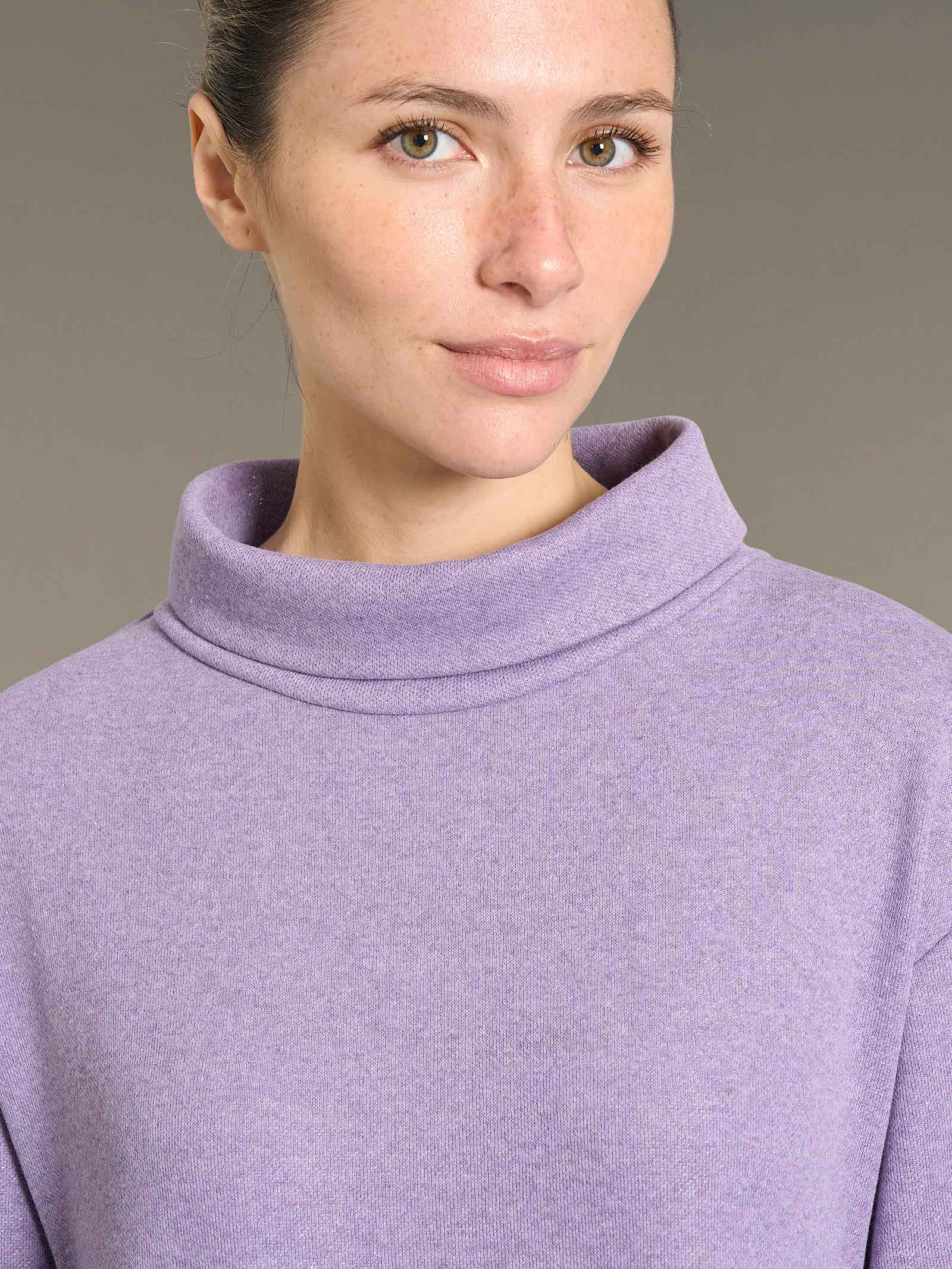 Ragno Cotton Eco Pile camicia notte lunga donna lilla pile