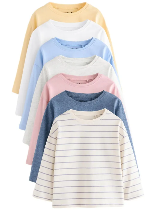 Geo Next Bambina Magliette Manica Lunga 7 Pezzi 104-110 Cotone