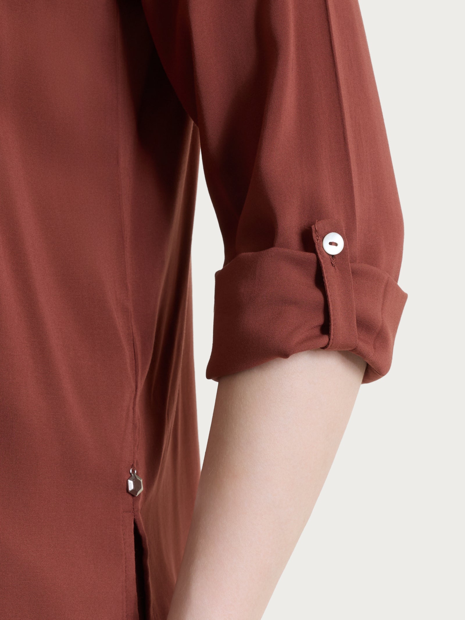Ragno Viscosa Summer camicia mahogany voile stretch