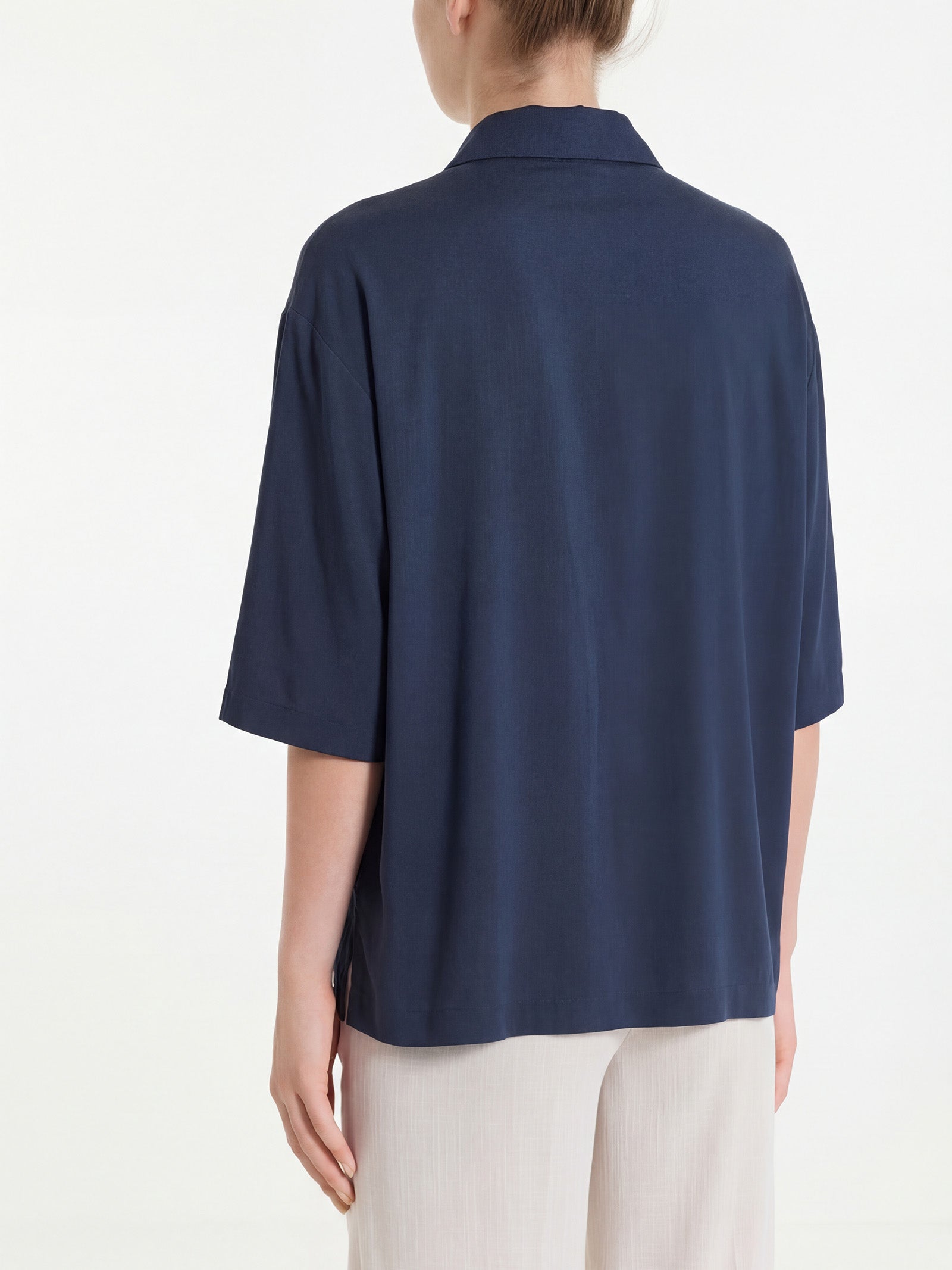 Ragno Viscosa Summer camicia manica 3/4 bleu in voile
