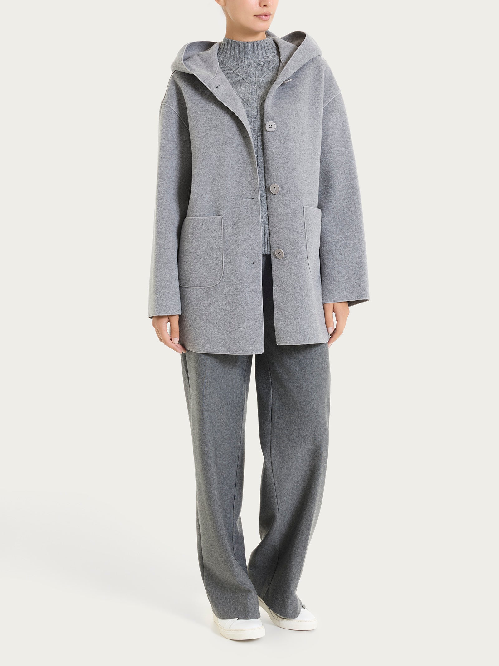 Ragno Vegan Wool giaccone cappuccio grigio