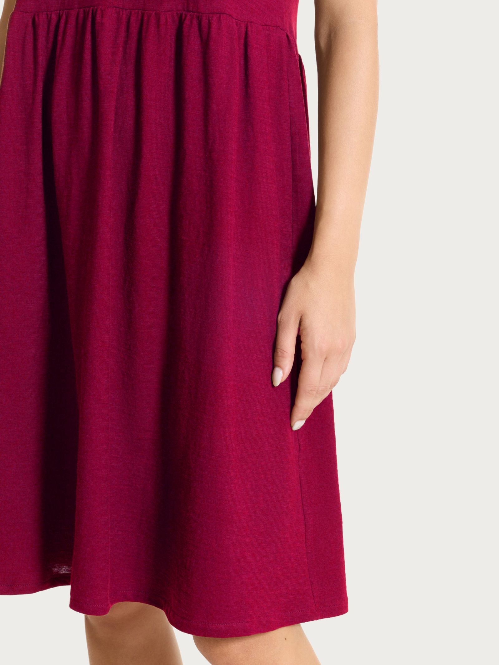 Ragno Slub Jersey Vestito Lungo Beet Red puro cotone