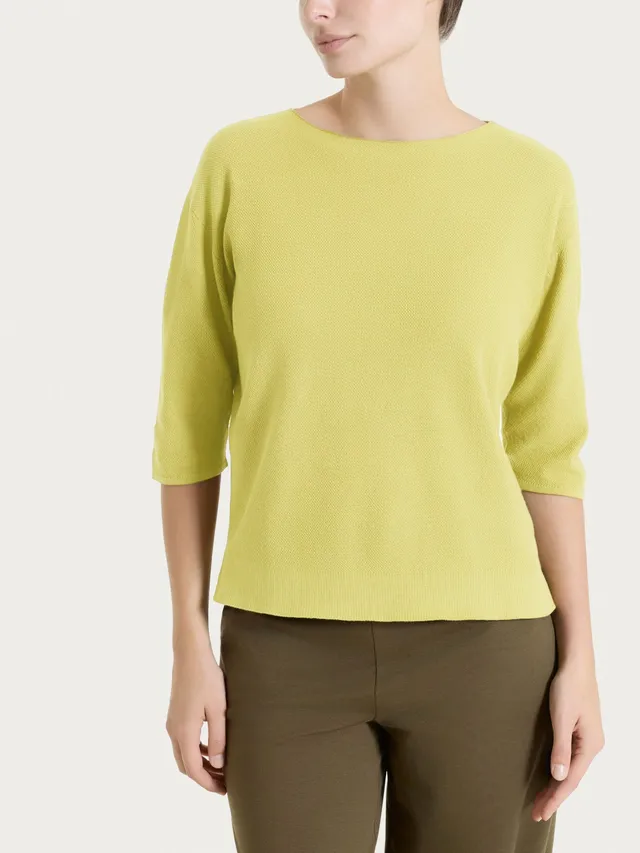 Ragno Puro Cotone maglia girocollo piquet acacia manica 3/4