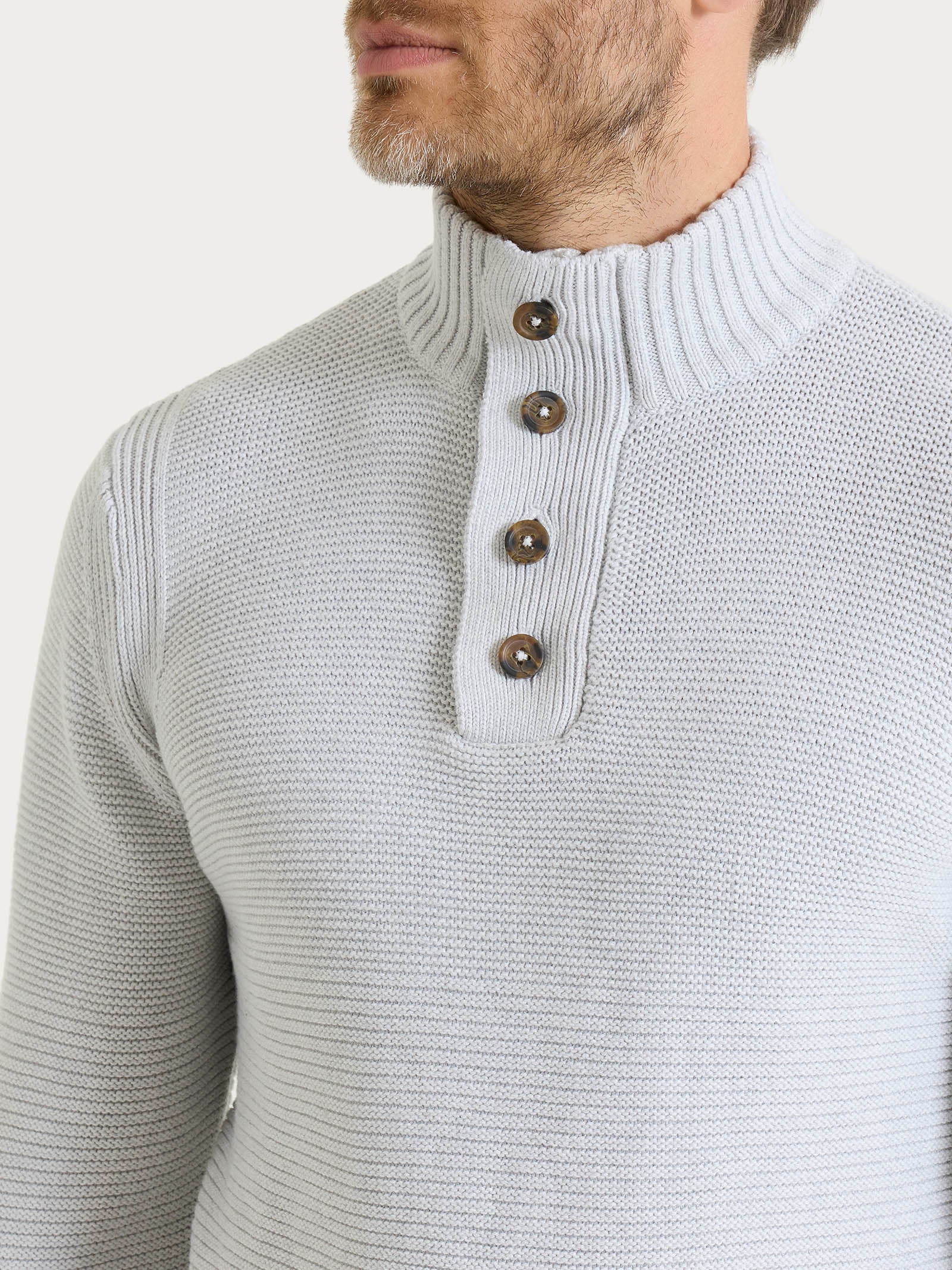 Ragno Winter Cotton lupetto zip bottoni uomo Dawn Blue Mel. puro cotone