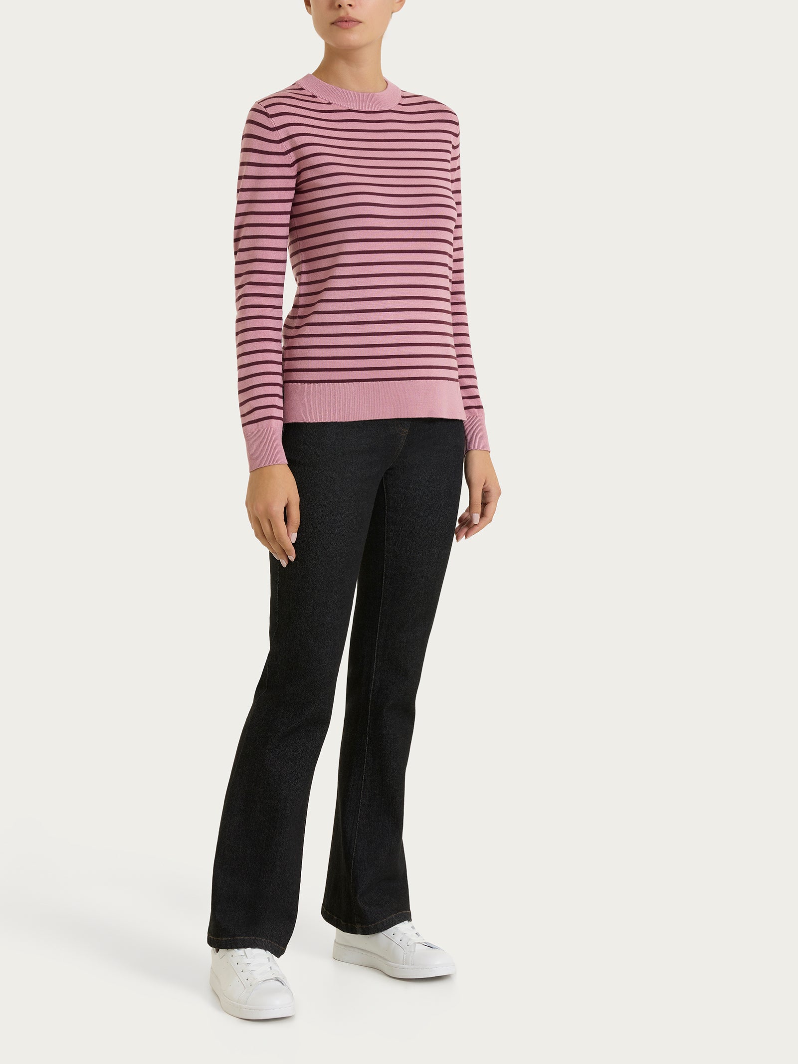 Ragno Four Seasons maglia girocollo righe Fig viscosa