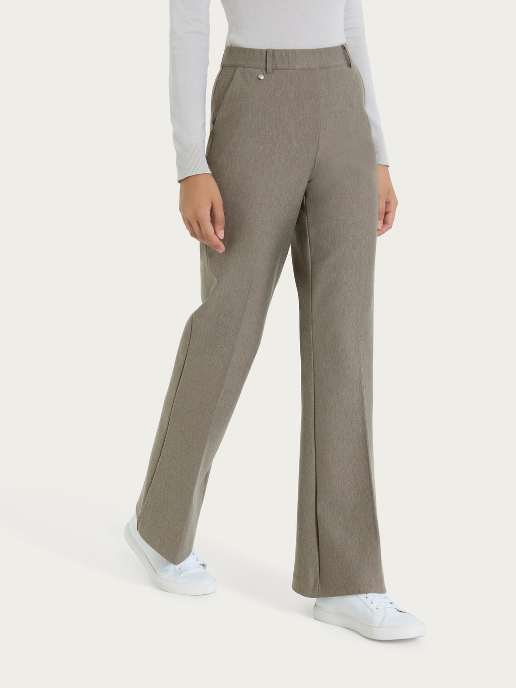 Ragno Compact pantaloni flare lunghi glace mel con tasche