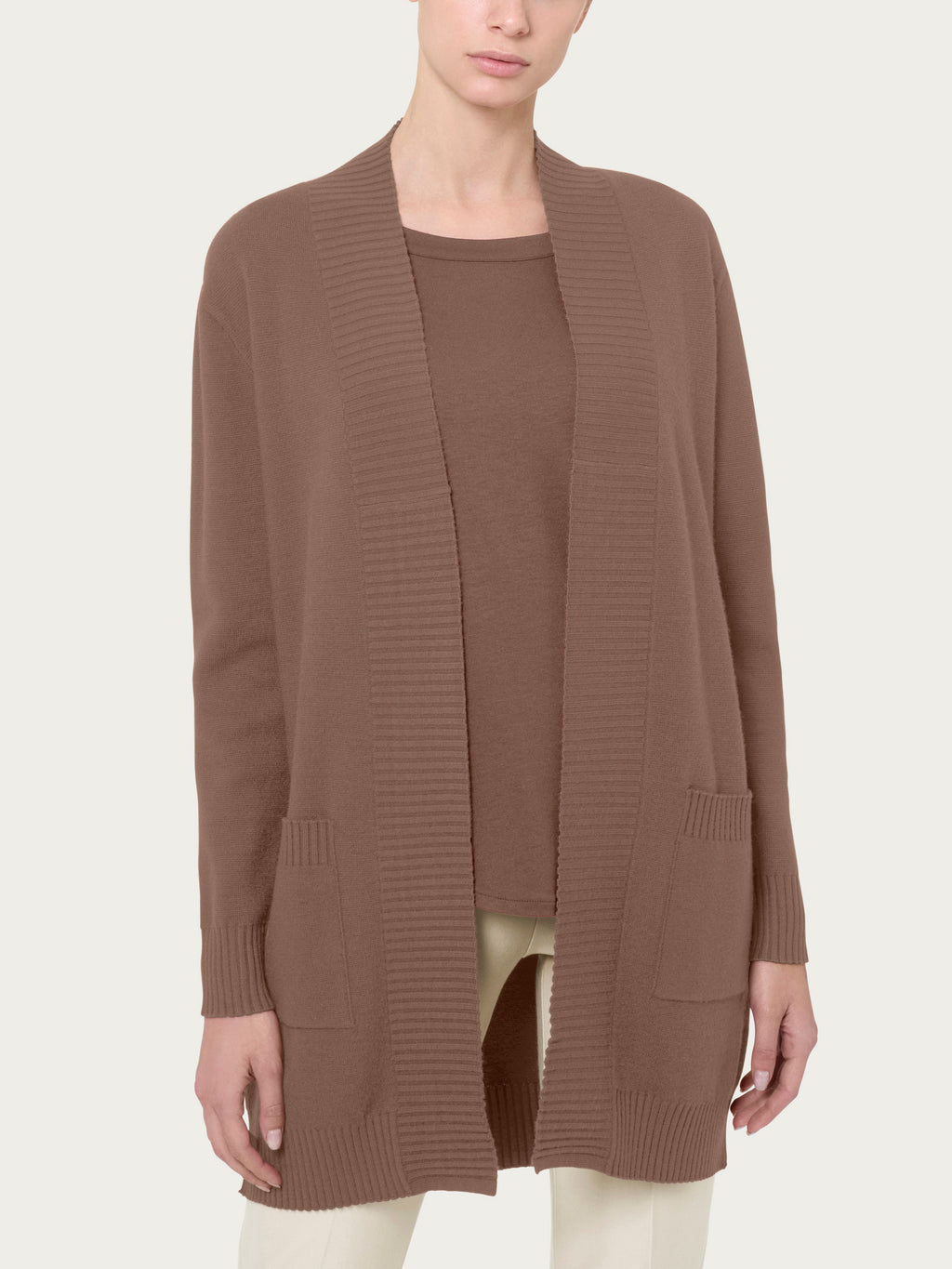 Ragno Super Soft cardigan lungo donna pine bark caldo