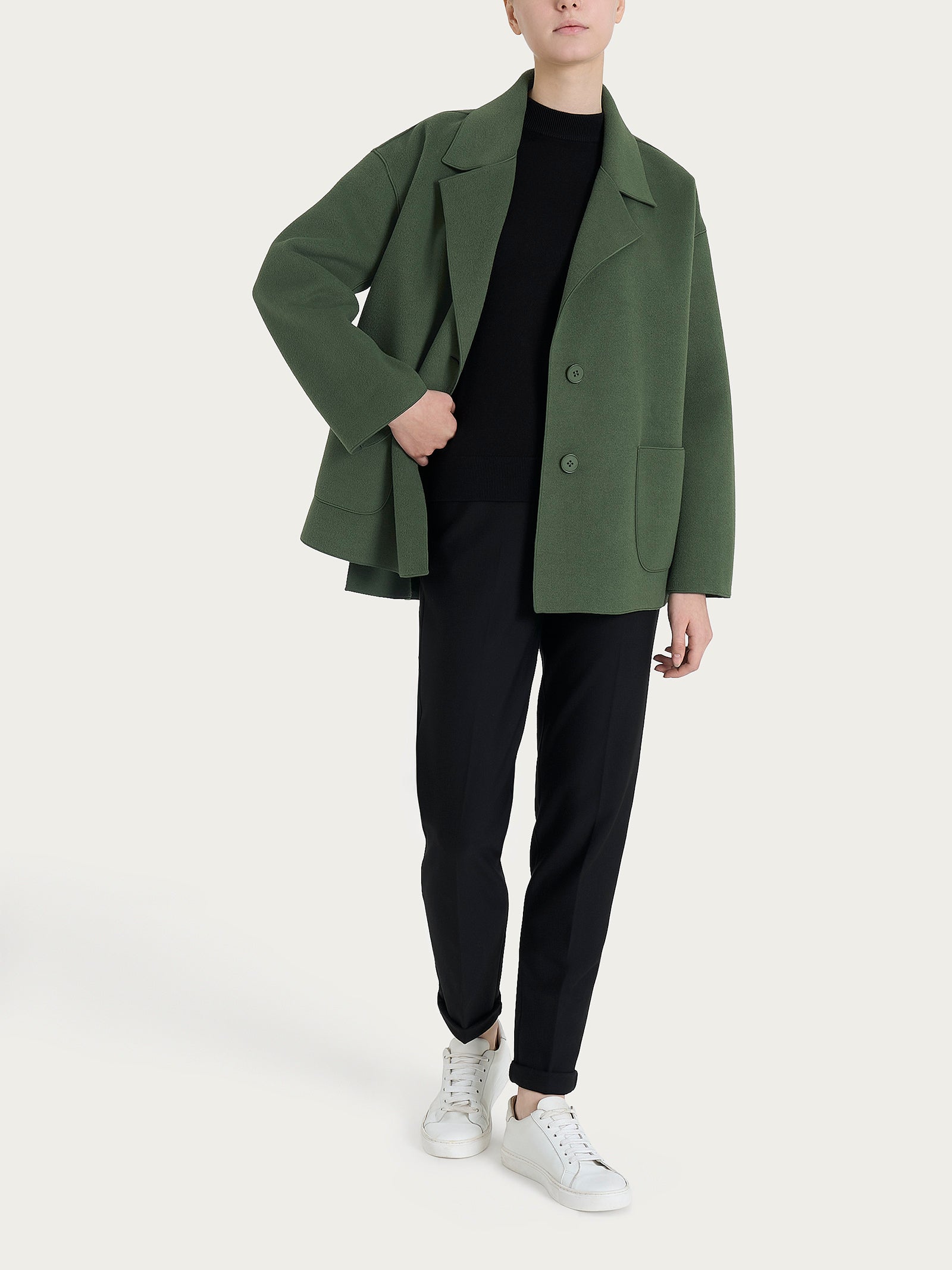 Ragno Vegan Wool Cappotto Caban Bronze Green caldo