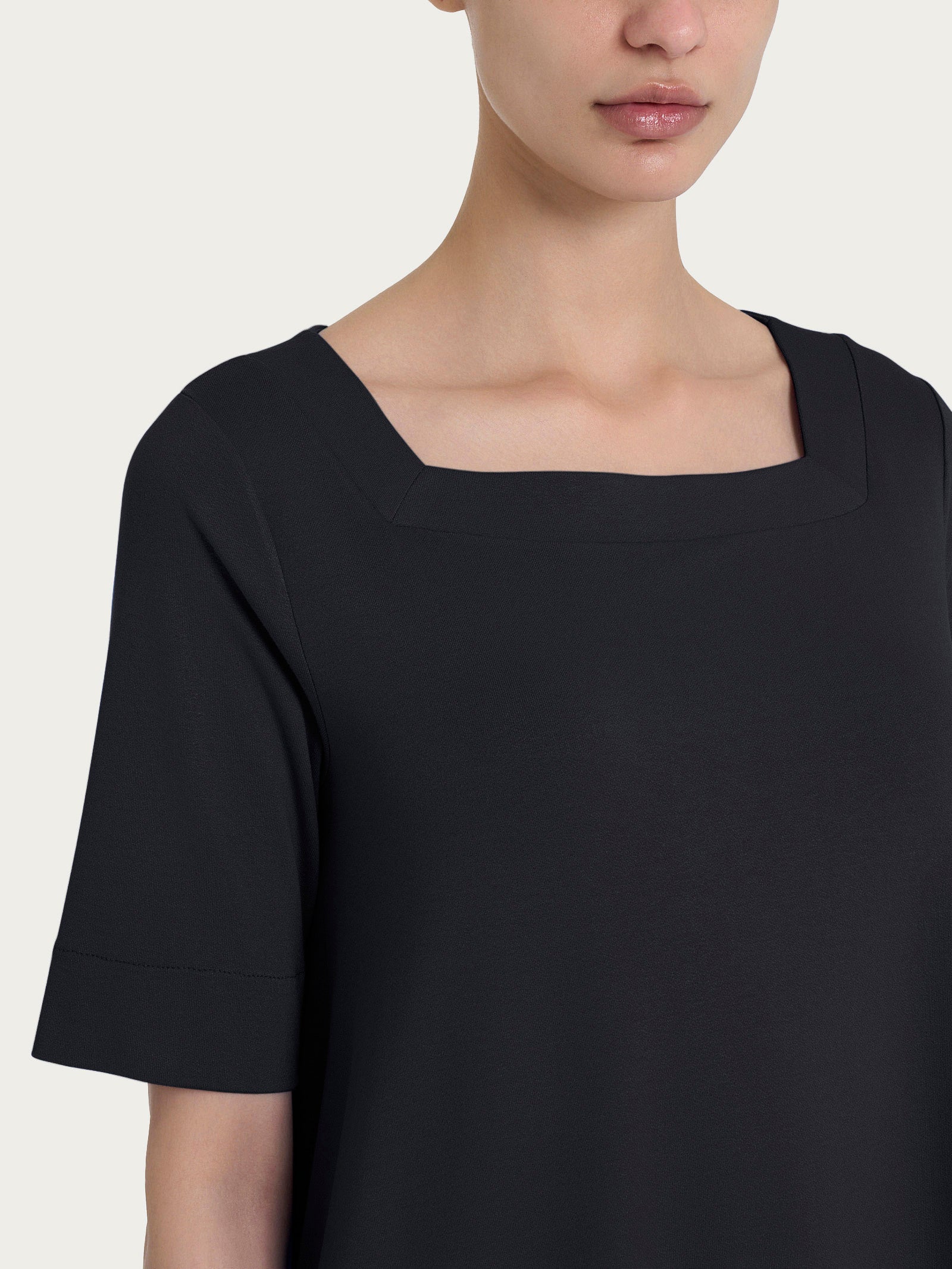 Ragno Viscosa Summer collo squadrato maglietta Nero manica 3/4