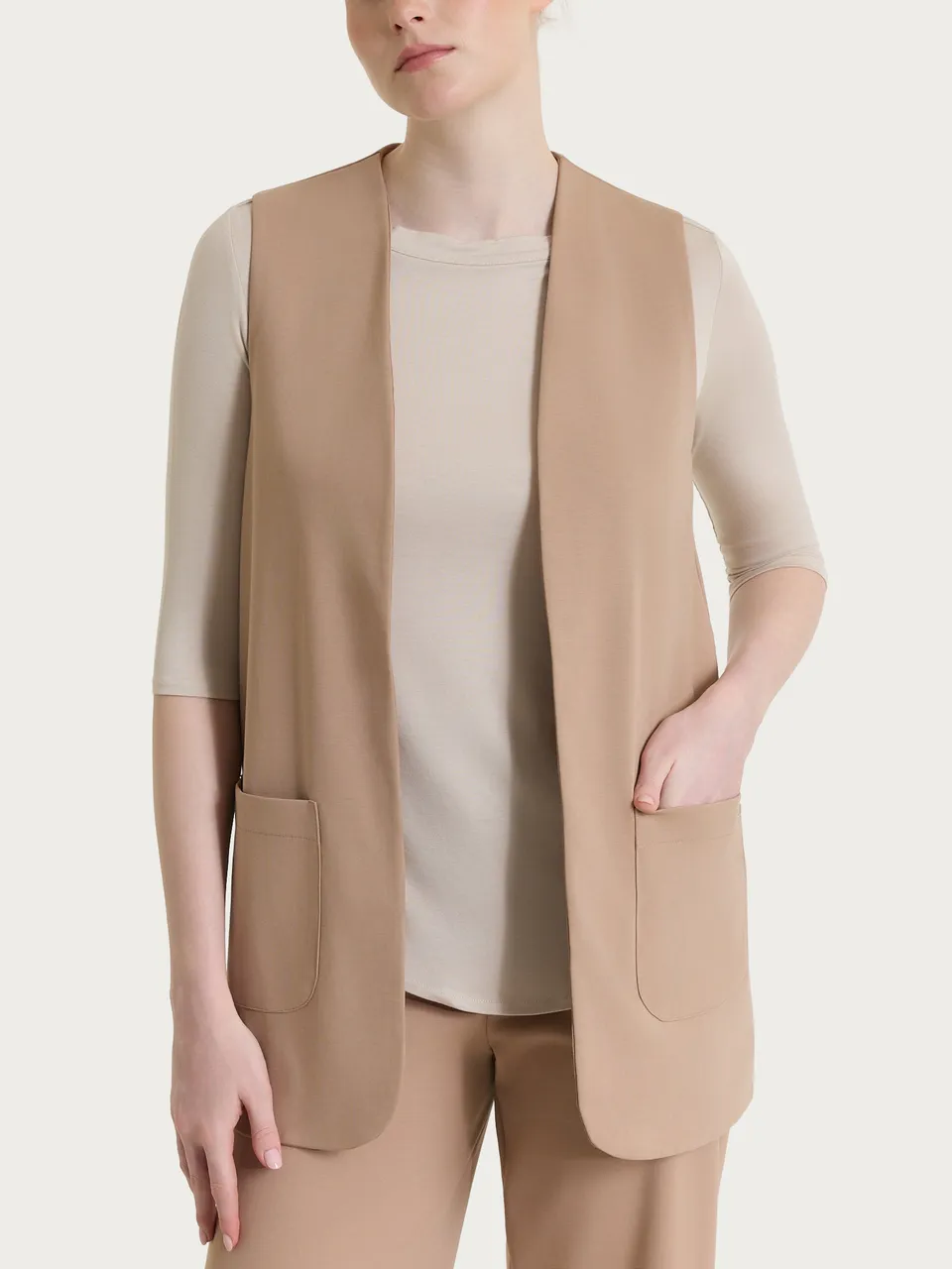 Ragno Compact Light gilet aperto Warm Taupe tasche