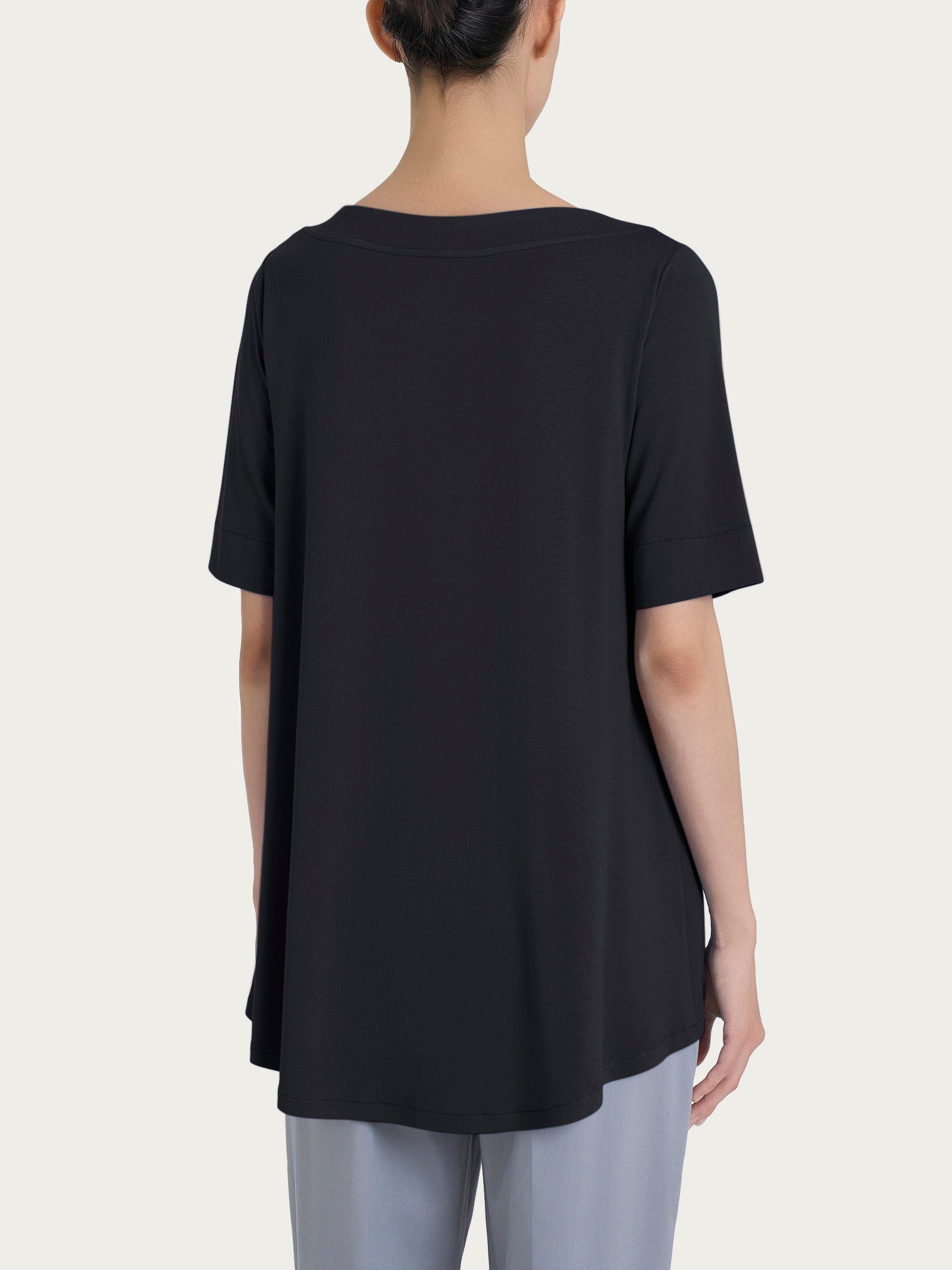 Ragno Viscosa Summer collo squadrato maglietta Nero manica 3/4