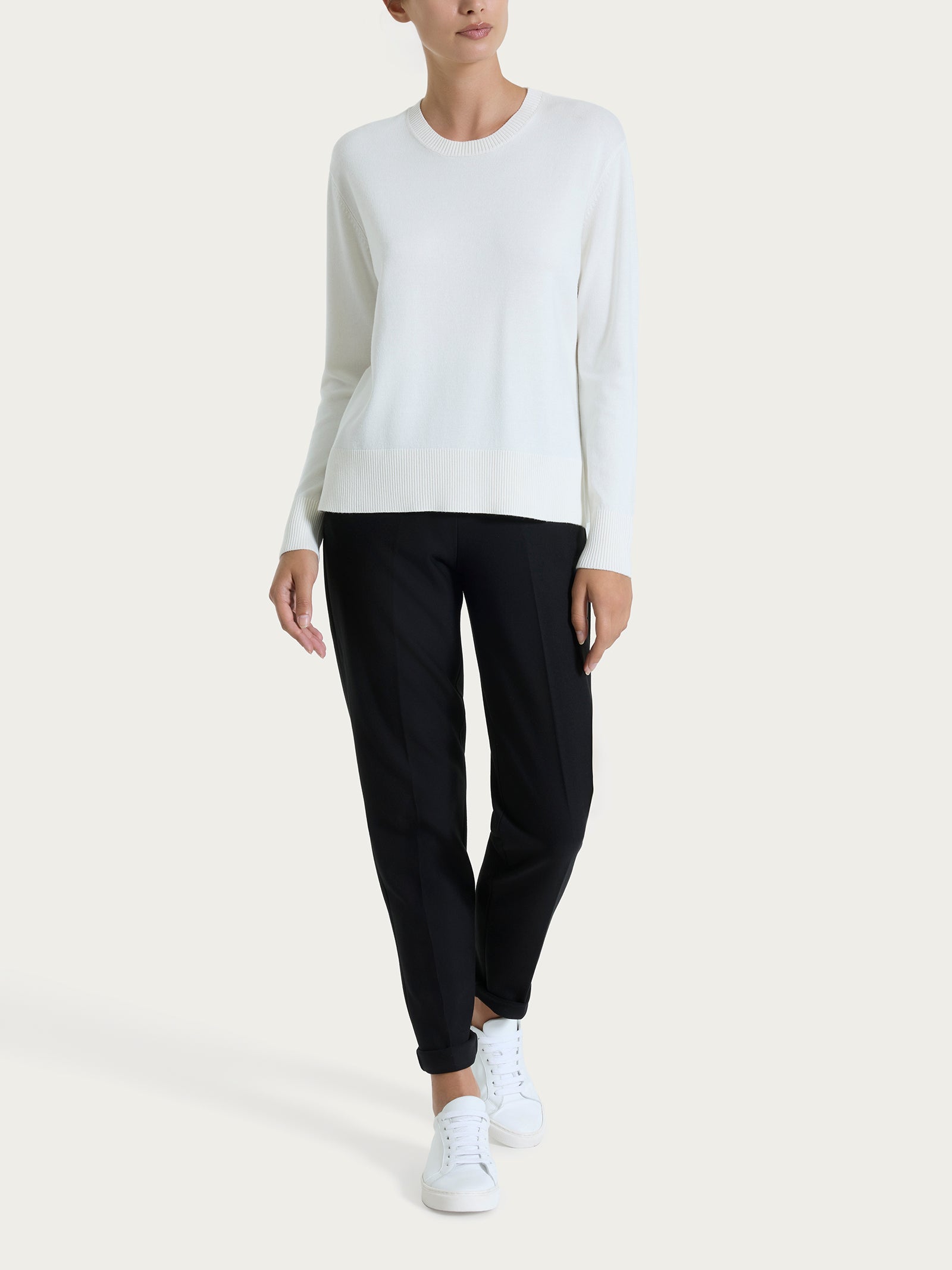 Ragno Four Seasons maglia girocollo avorio misto viscosa