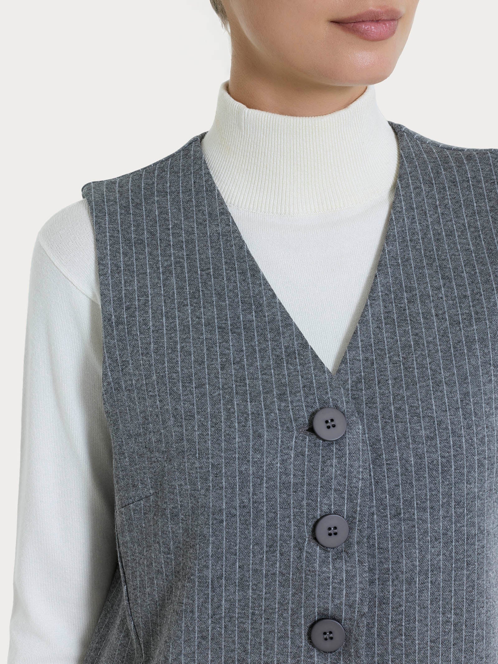 Ragno gilet gessato 4 bottoni ardesia mel elasticizzato