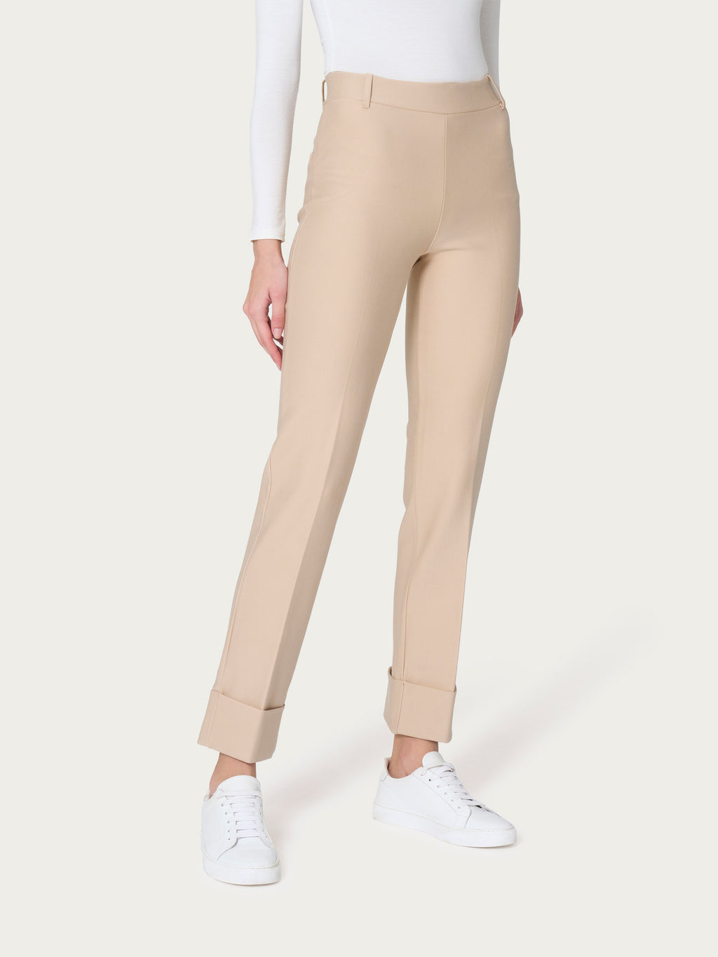 Ragno Compact pantaloni donna slim dritti crema punto Milano
