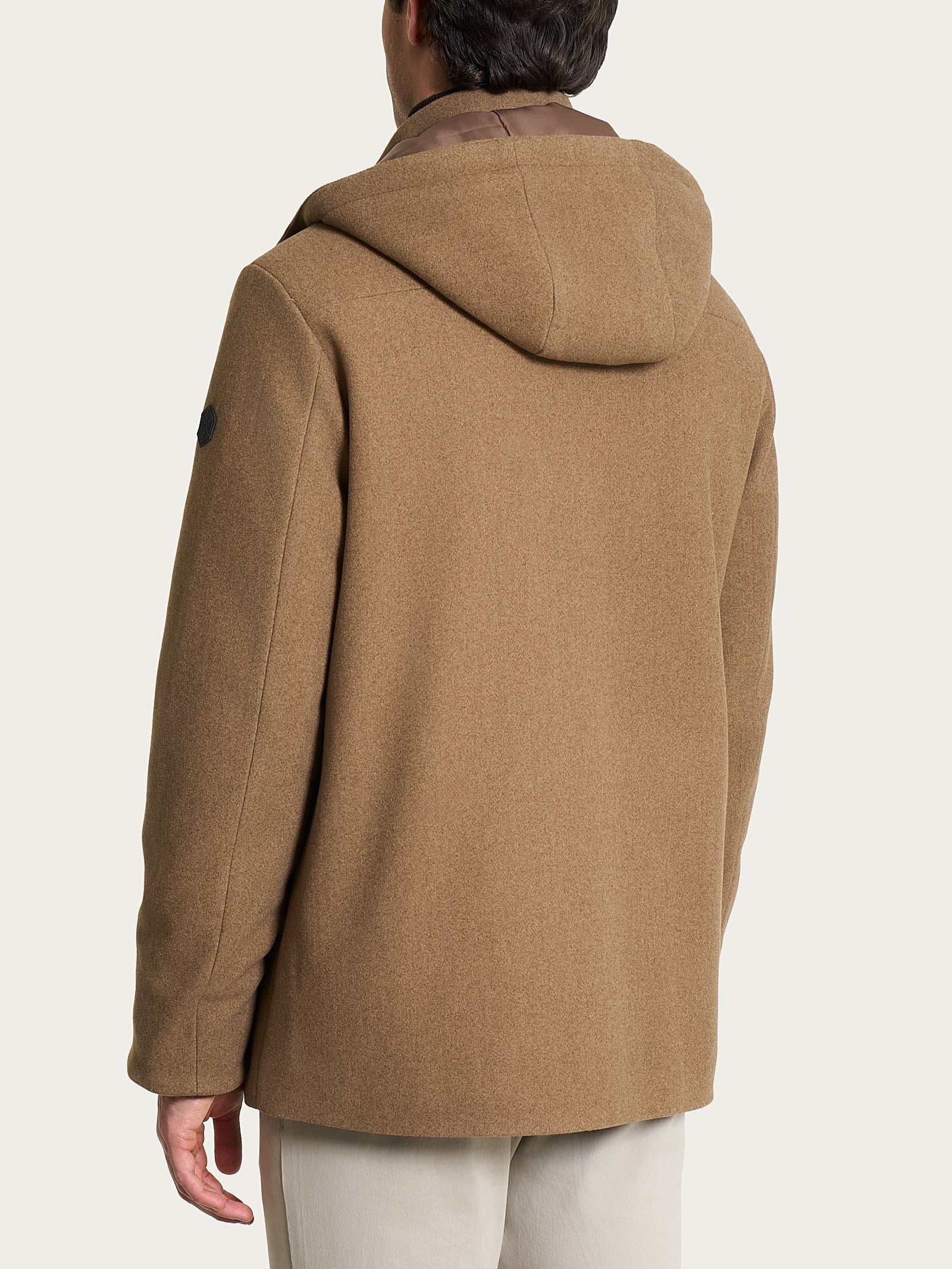 Ragno Vegan Wool Parka Castoro Mel. uomo cappuccio