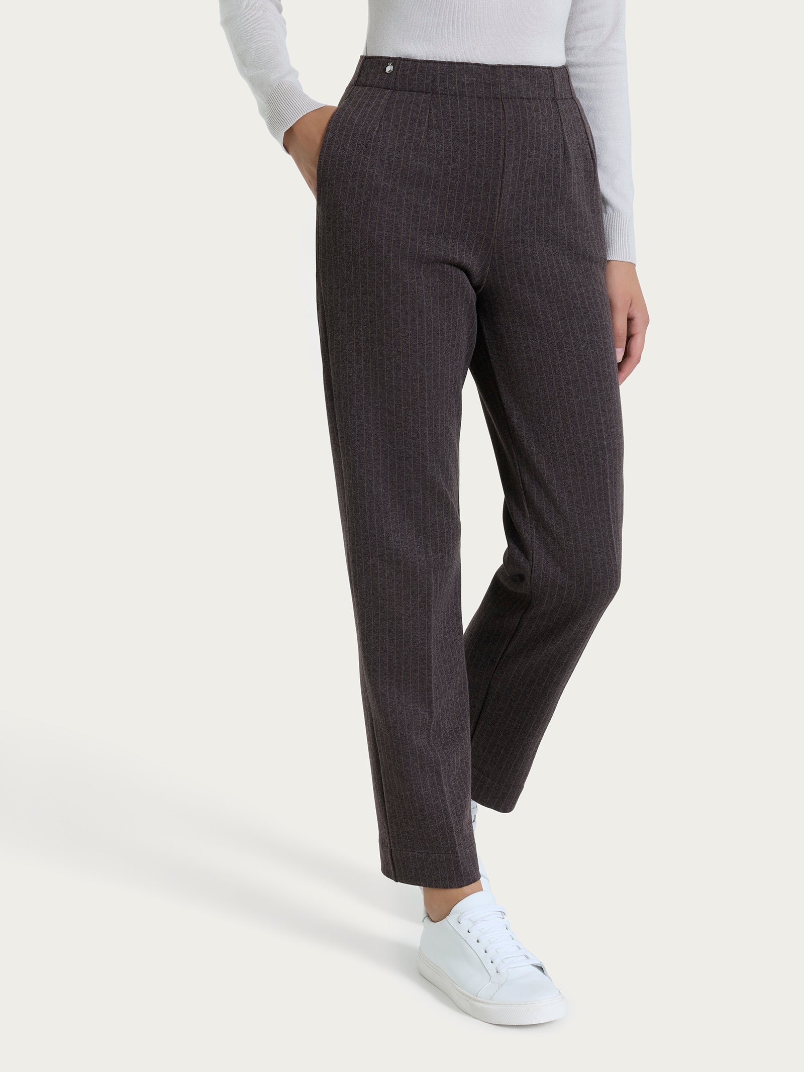 Ragno Eco Jacquard pantalone gessato Chocolate tasche