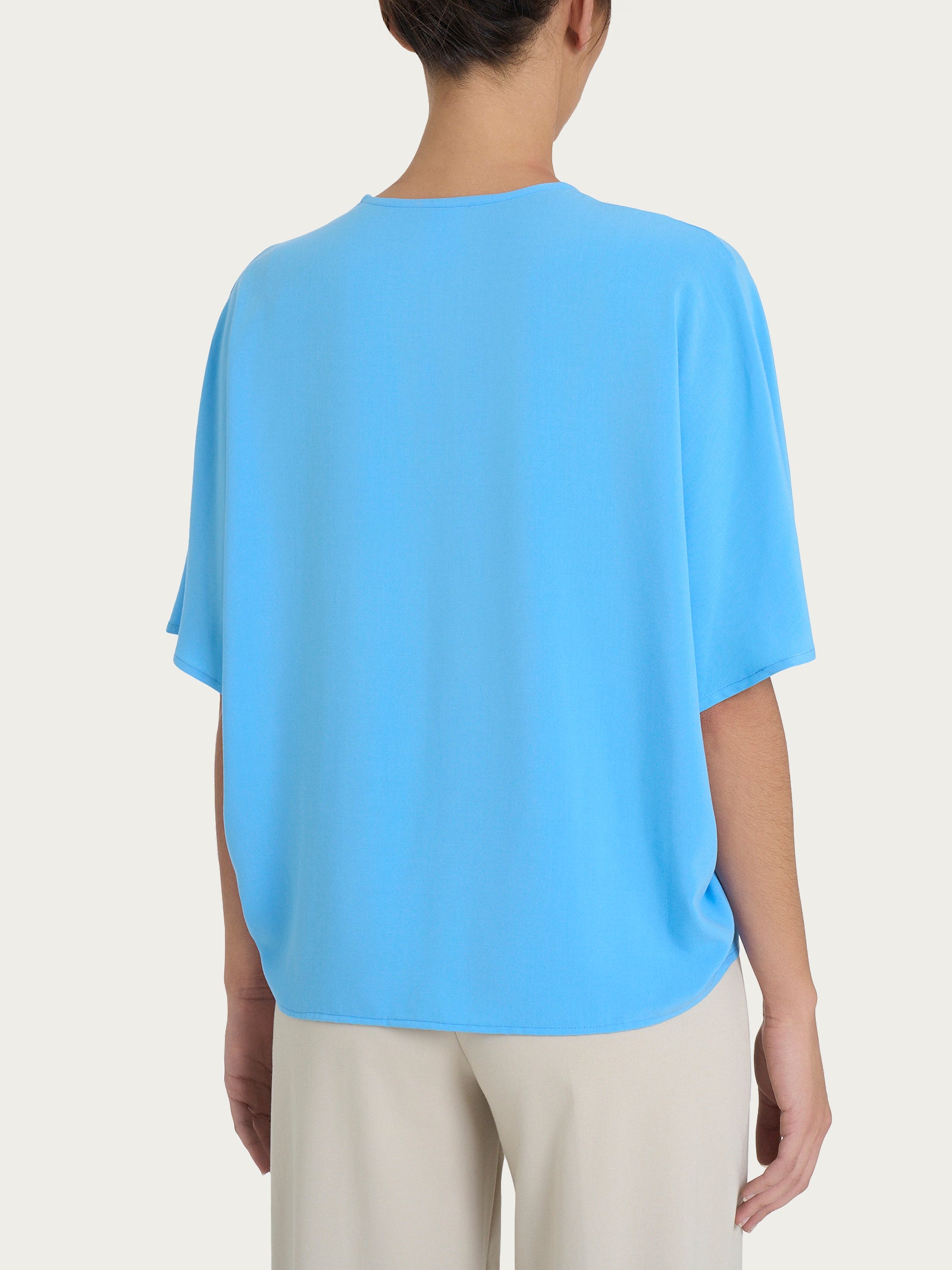 Ragno Ecoseta blusa V manica gomito Azure Blue