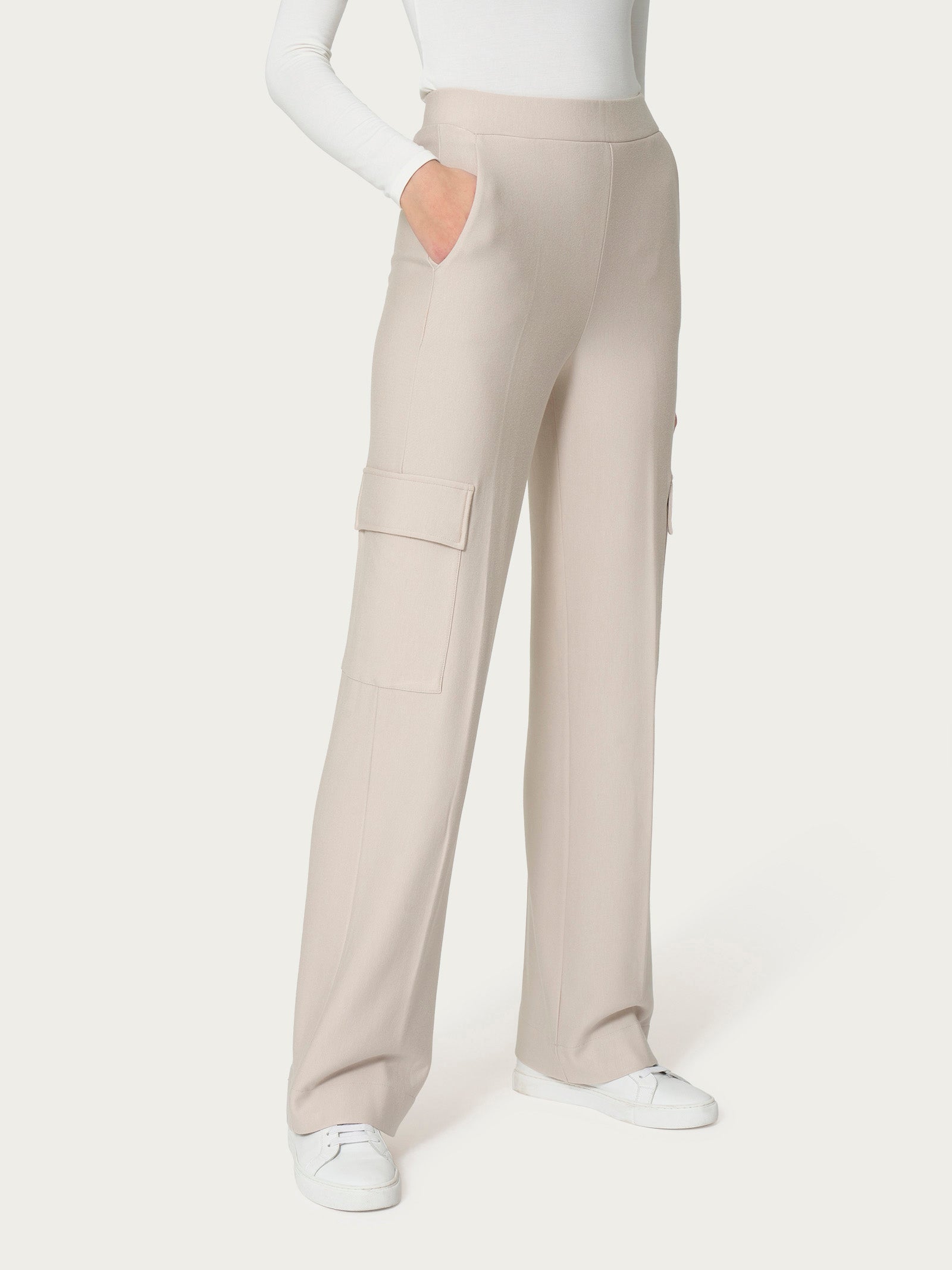 Ragno Relaxed Pantalone Cargo Ampio Champignon in Viscosa