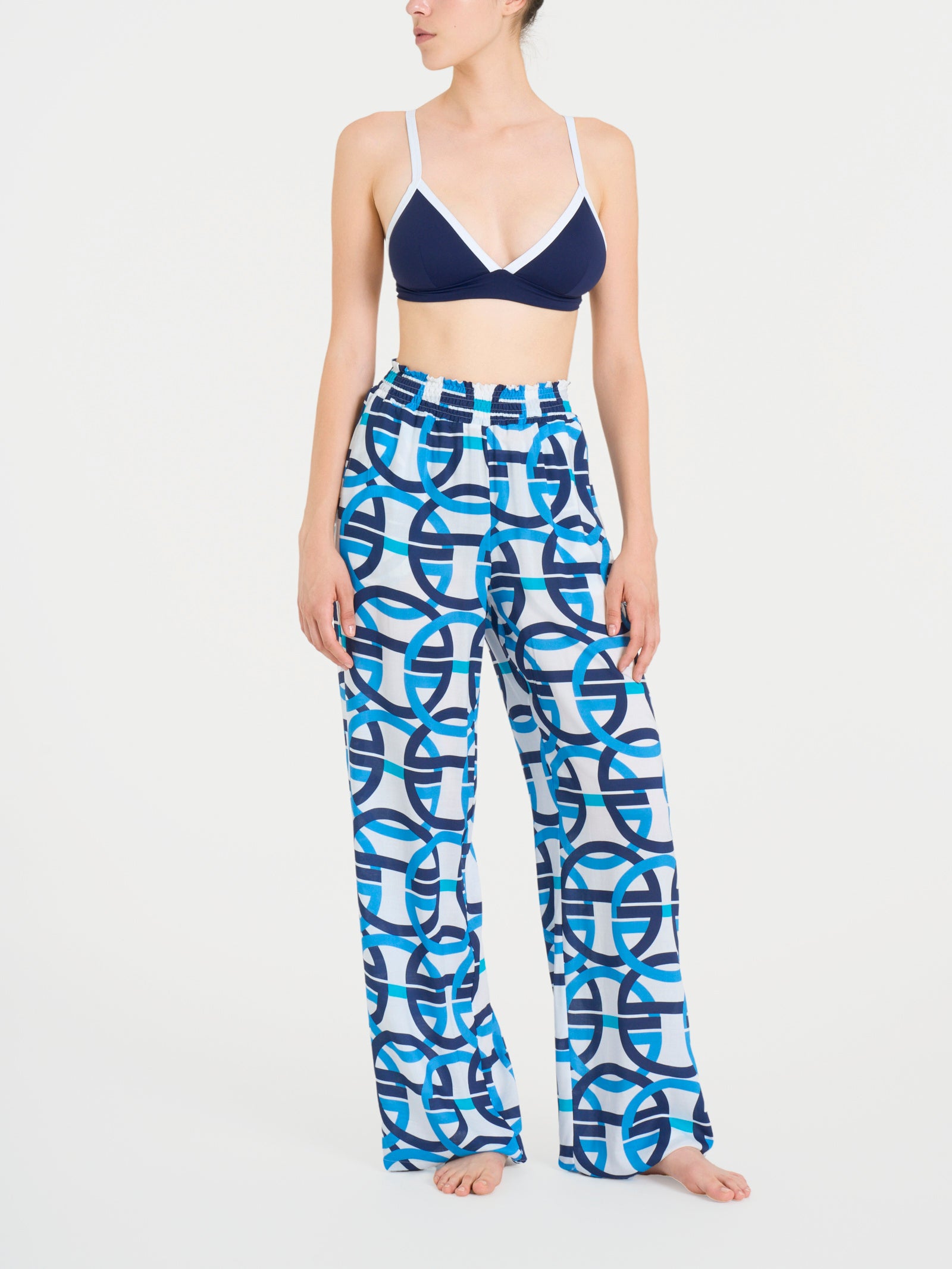 Ragno EcoSeta Pantalone Ampio Fantasia Bianco viscosa