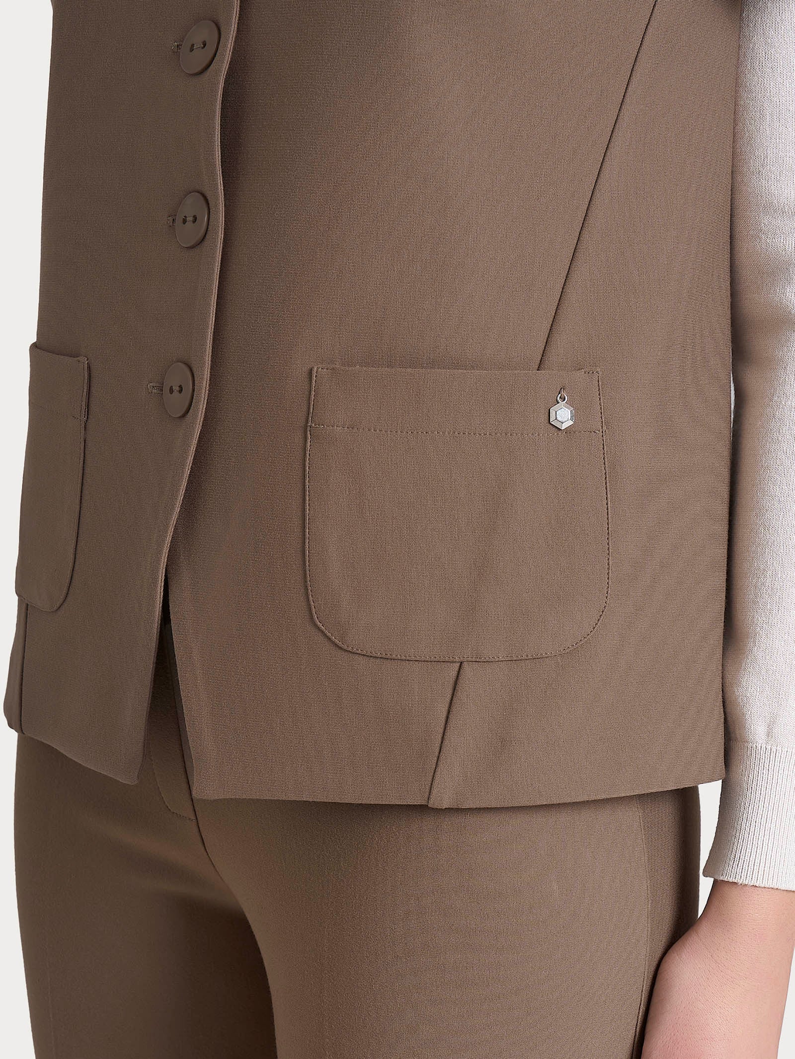 Ragno Compact Gilet 4 Bottoni Pine Bark Marrone