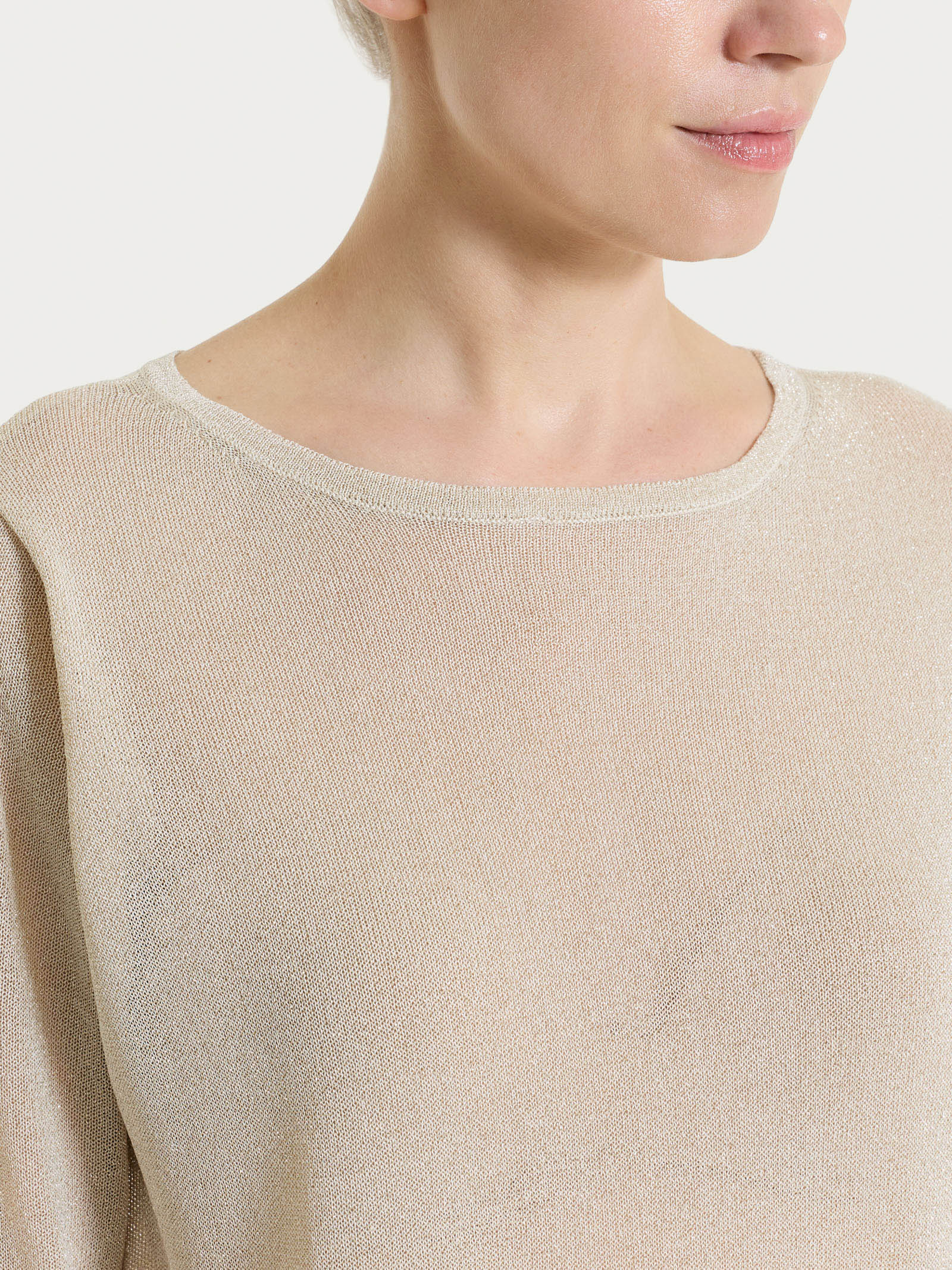 Ragno Crepe Lurex maglia donna Champignon manica 3/4