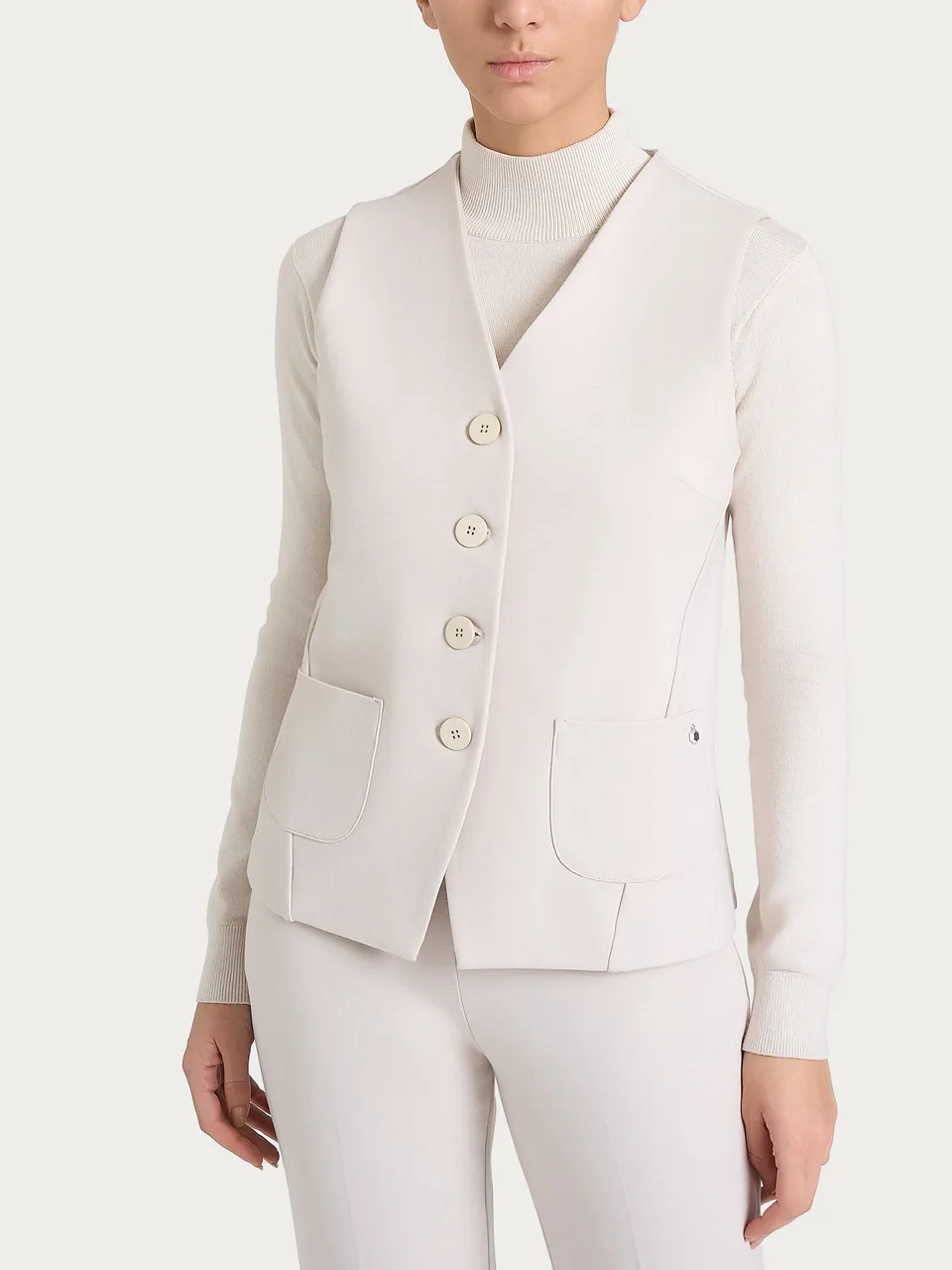 Ragno Gilet 4 Bottoni Cashmere Compact Champignon