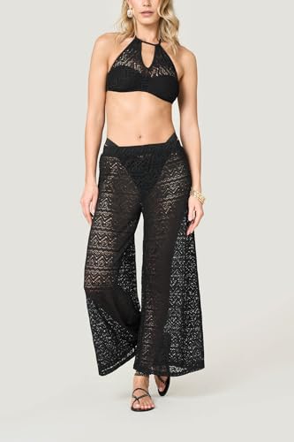 Goldenpoint Delfi pantaloni mare lunghi pizzo nero taglia S