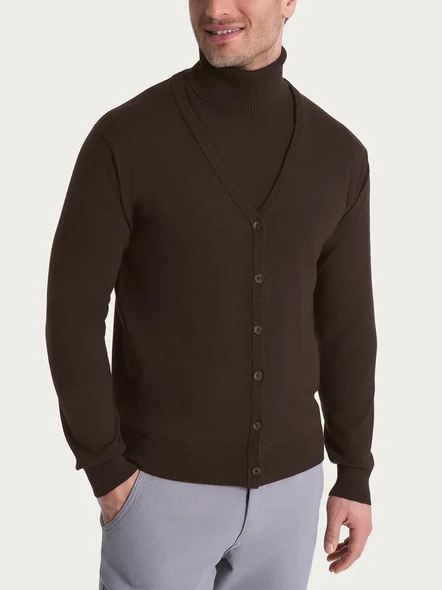 Ragno Cardigan Uomo Merino Soft Chocolate Torte Scollo V