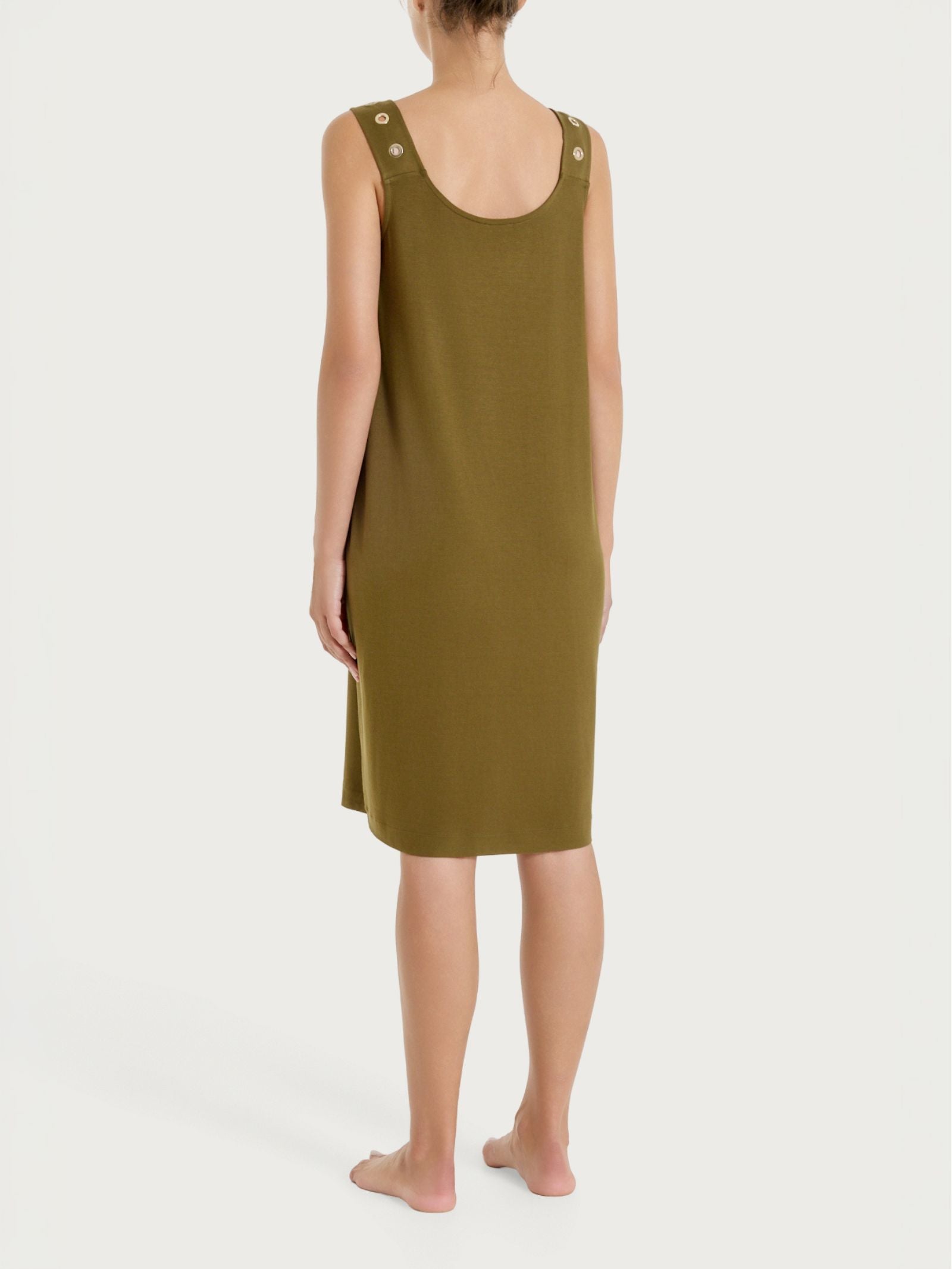Ragno Viscosa Summer Abito Smanicato Occhielli Dark Olive