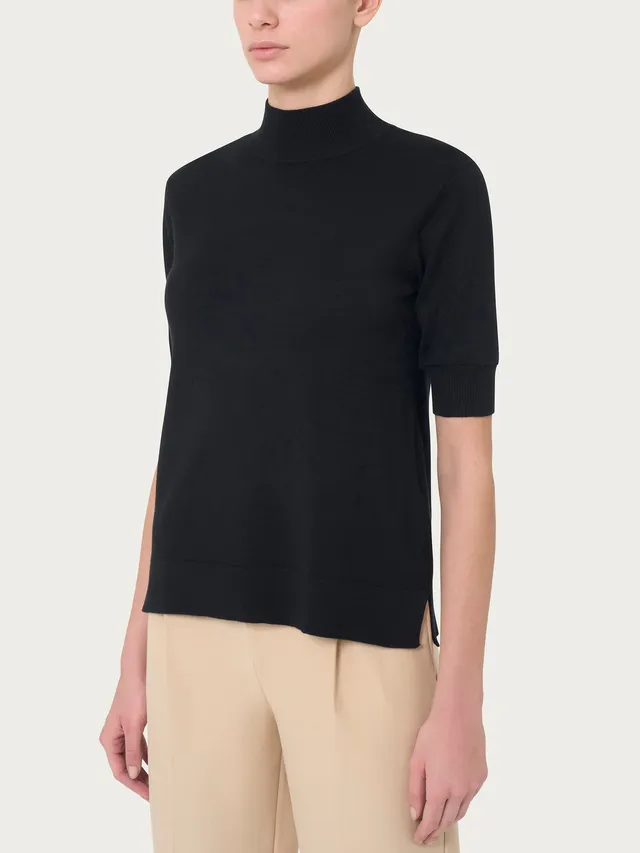 Ragno Four Seasons Lupetto maglia manica corta nero misto viscosa