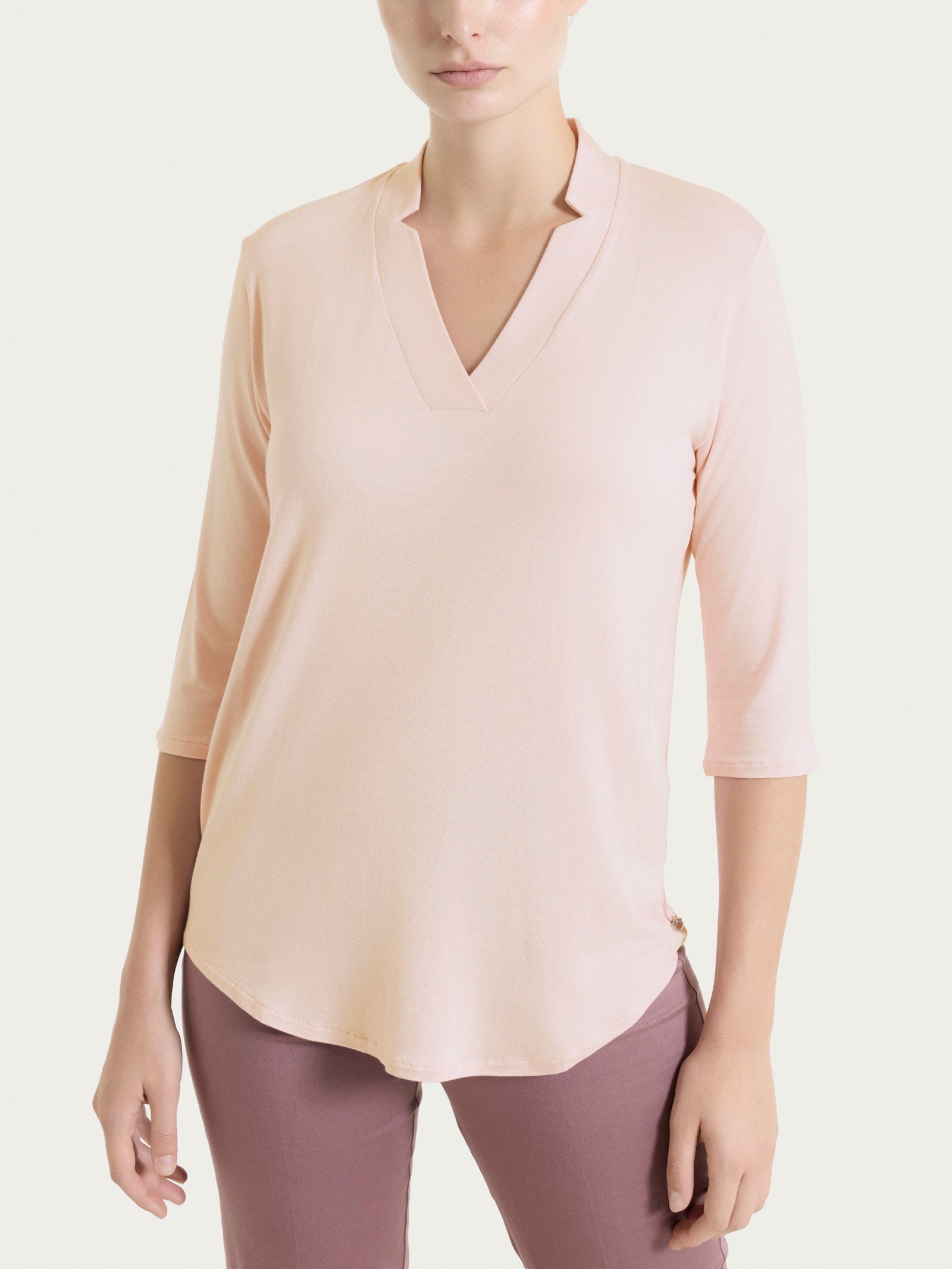 Ragno Viscosa Summer scollo a V maglietta Cameo Rose manica 3/4