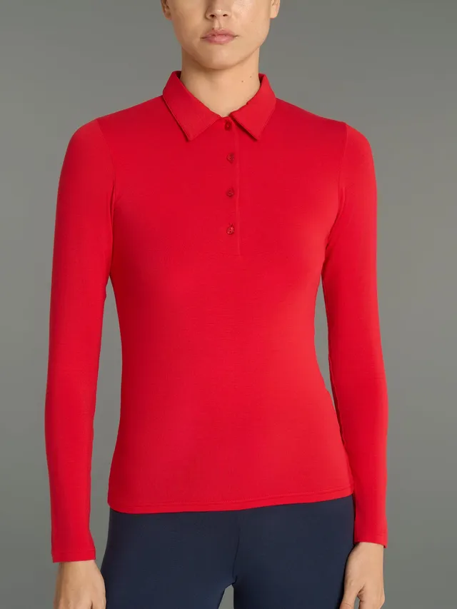 Ragno Viscosa Summer Polo Maglia Salsa skinny manica lunga