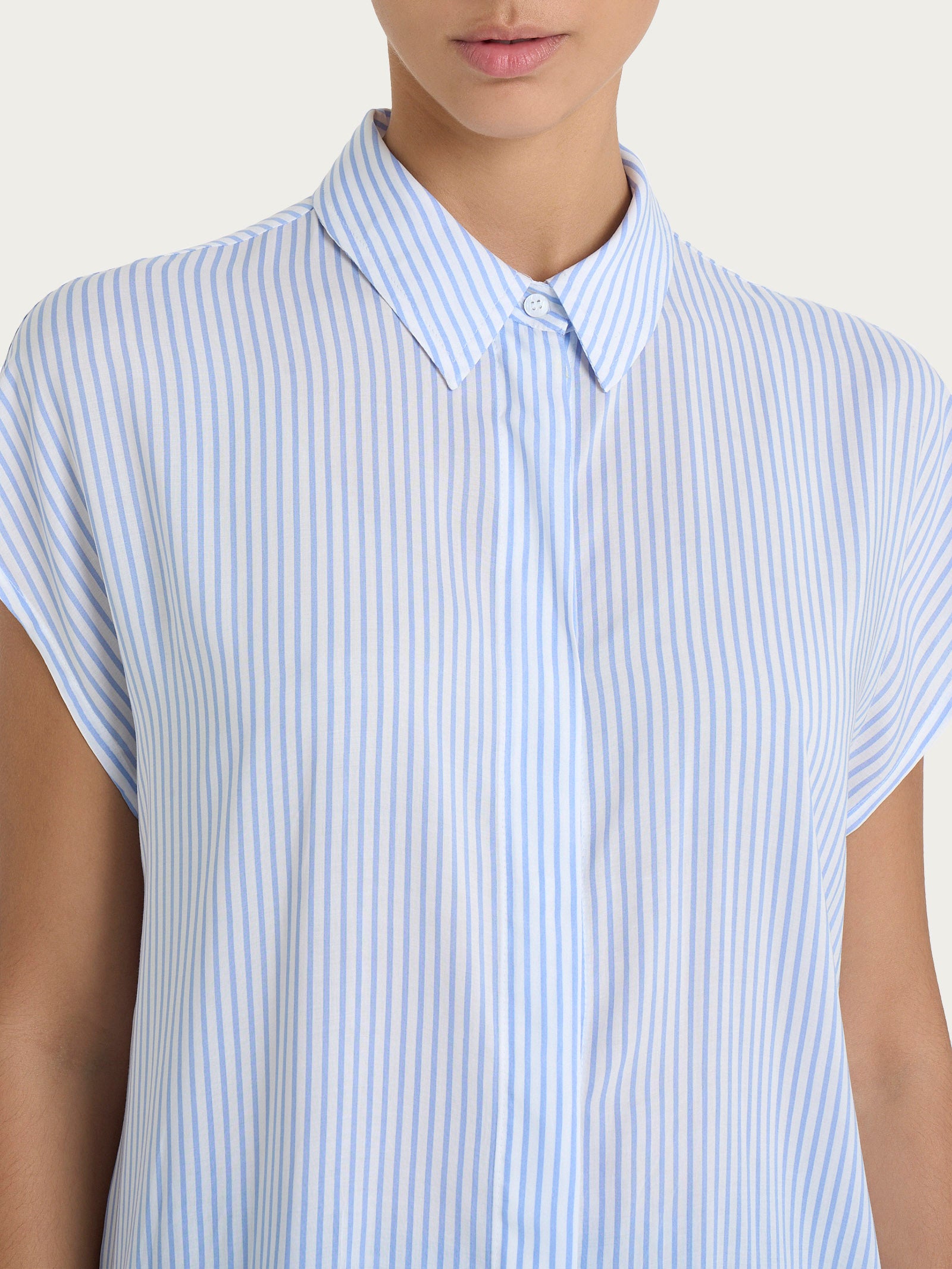 Ragno EcoSeta Camicia a Righe Lavender Lustre Kimono