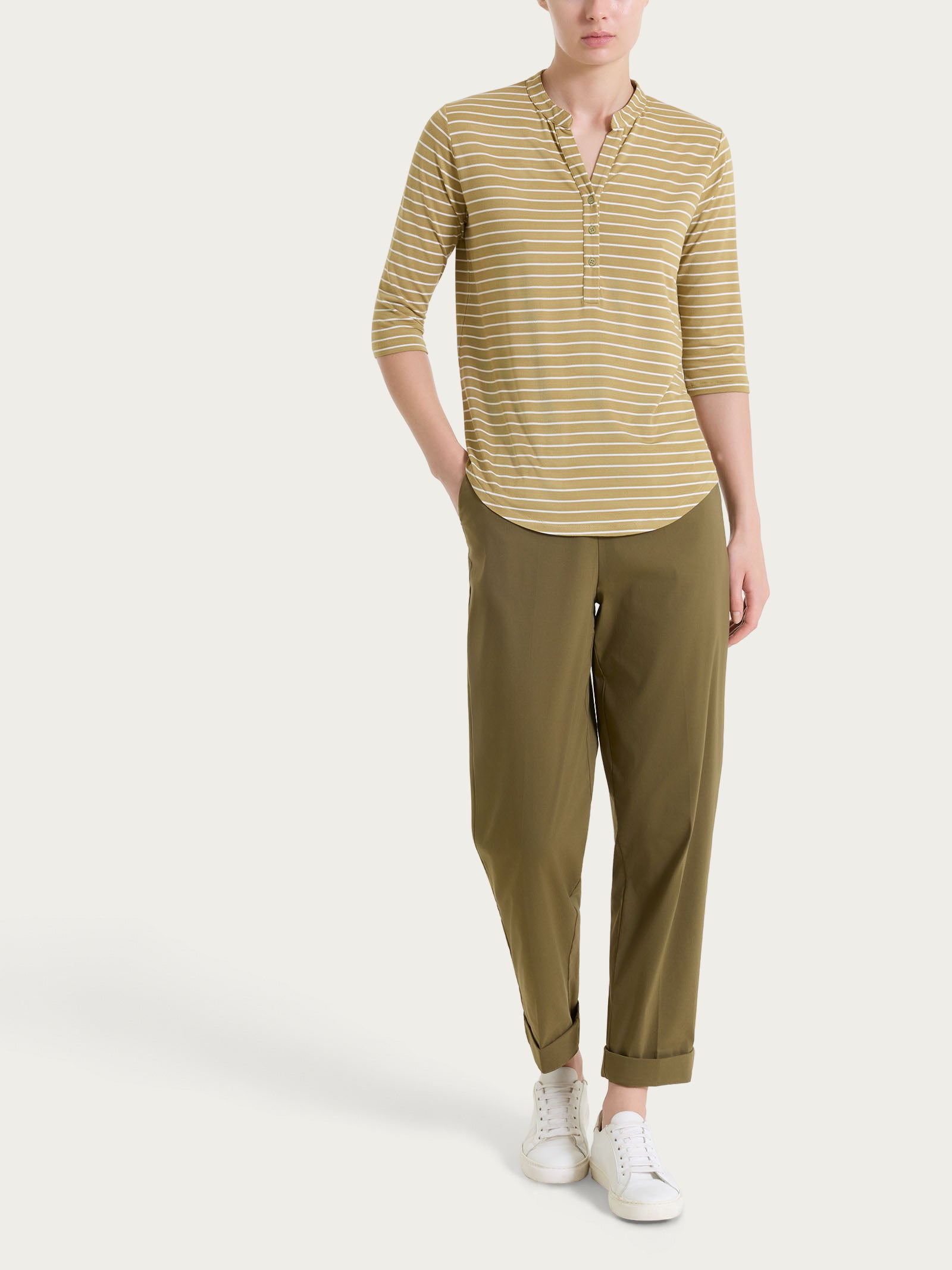 Ragno Super Fresh Pantalone a Carota Dark Olive in Cotone