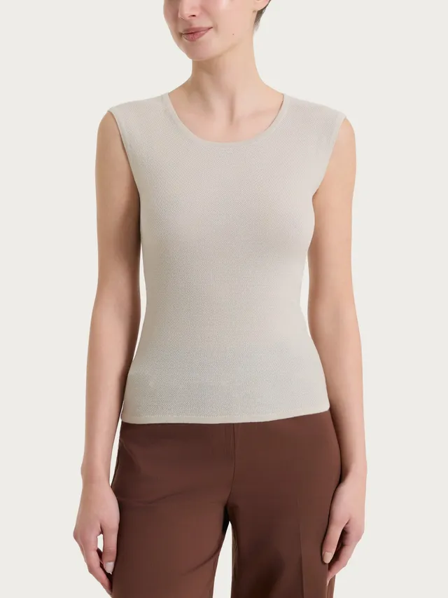 Ragno Puro Cotone Smanicato Piquet Champignon skinny