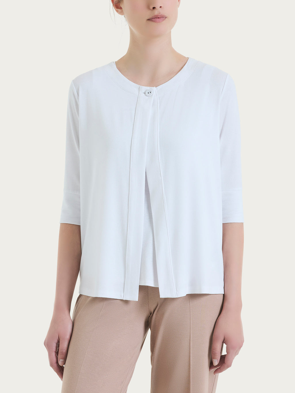 Ragno Cardigan Viscosa Corto Bianco Donna