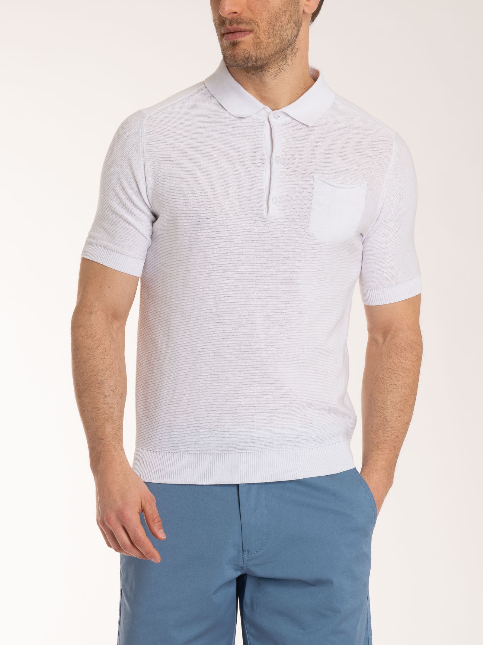 Ragno Puro Cotone Polo punto links uomo Bianco manica corta