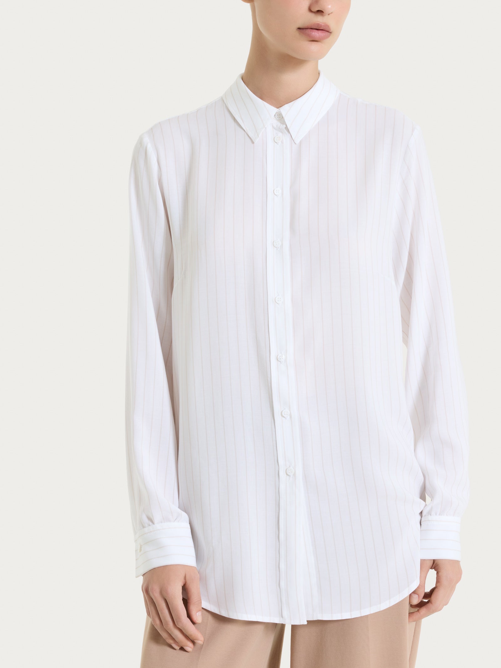Ragno EcoSeta Camicia Righe Champignon manica lunga