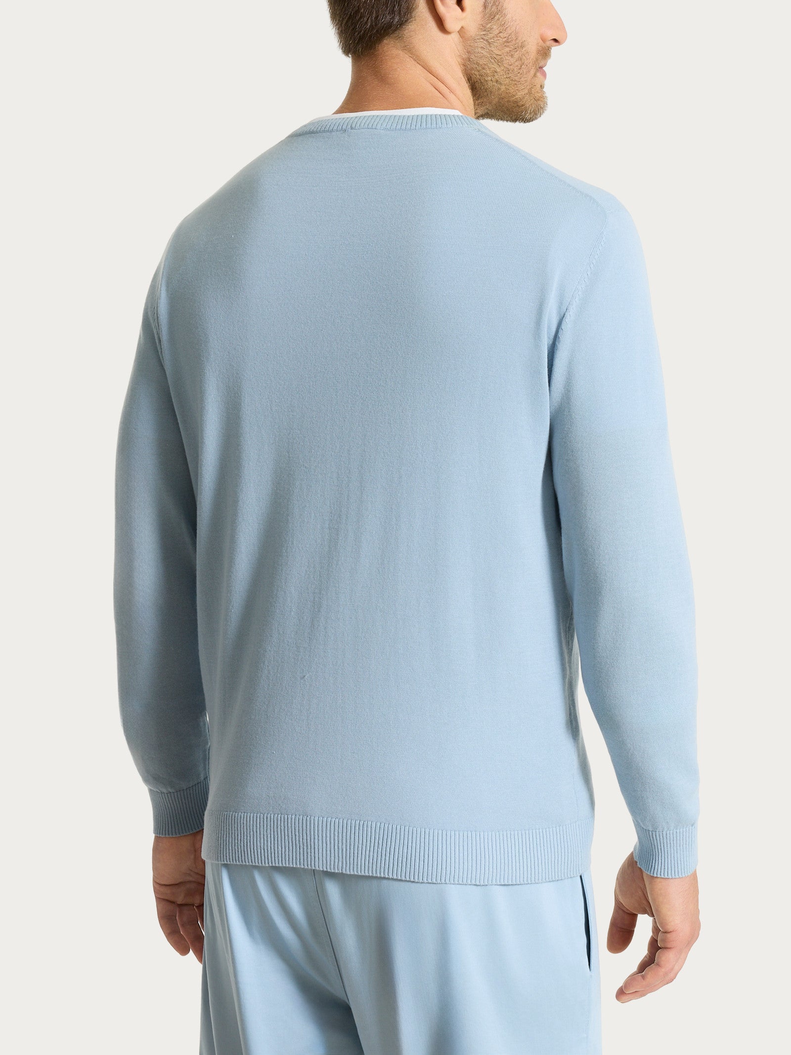 Ragno Puro Cotone Maglia Girocollo Dusty Blue Uomo