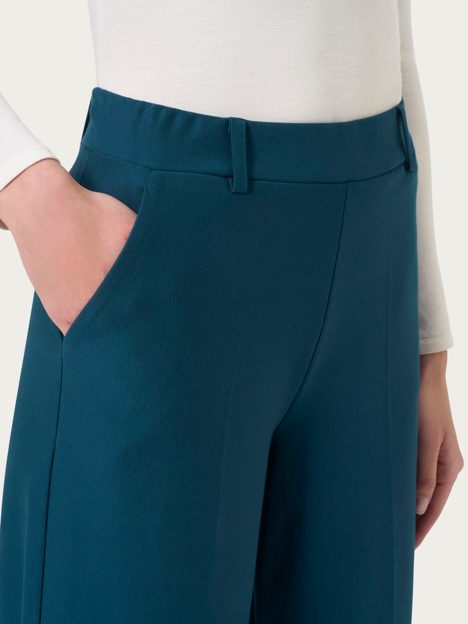 Ragno Compact pantalone palazzo wide leg blu