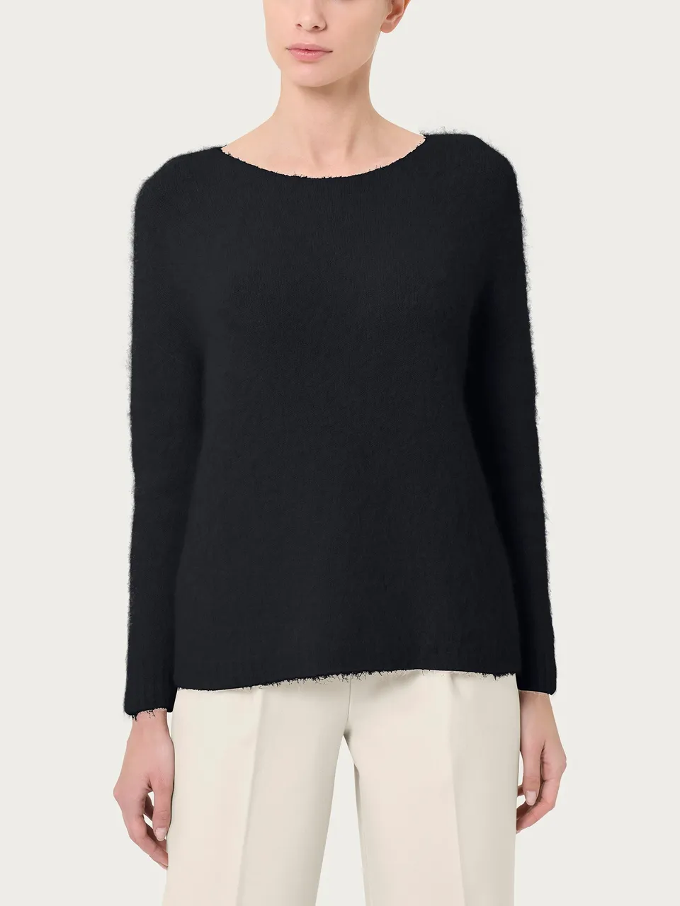Ragno Alpaca maglia barchetta nera in lana