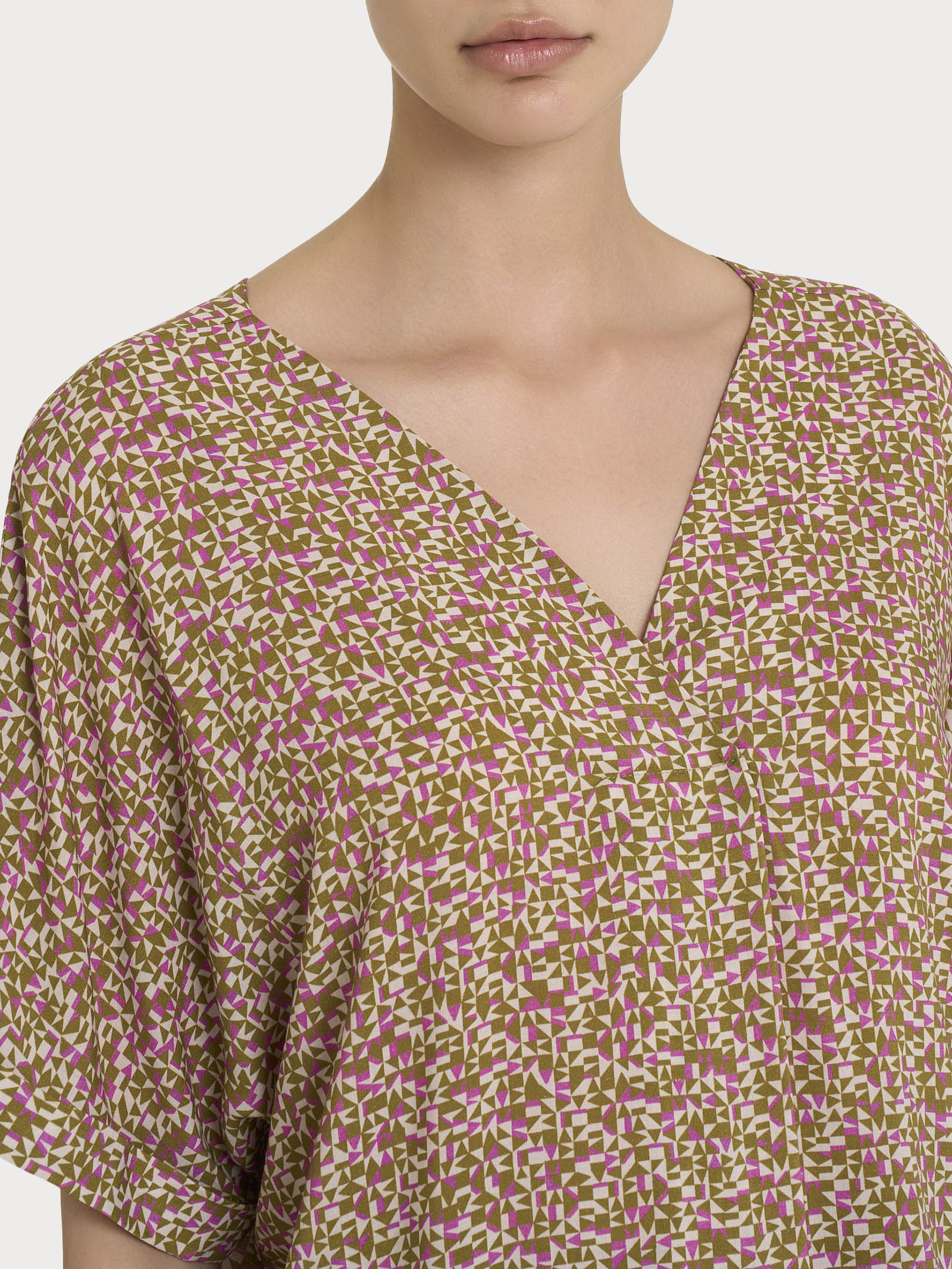 Ragno Ecoseta Blusa Geometrica Manica Kimono Cattleya Orchid