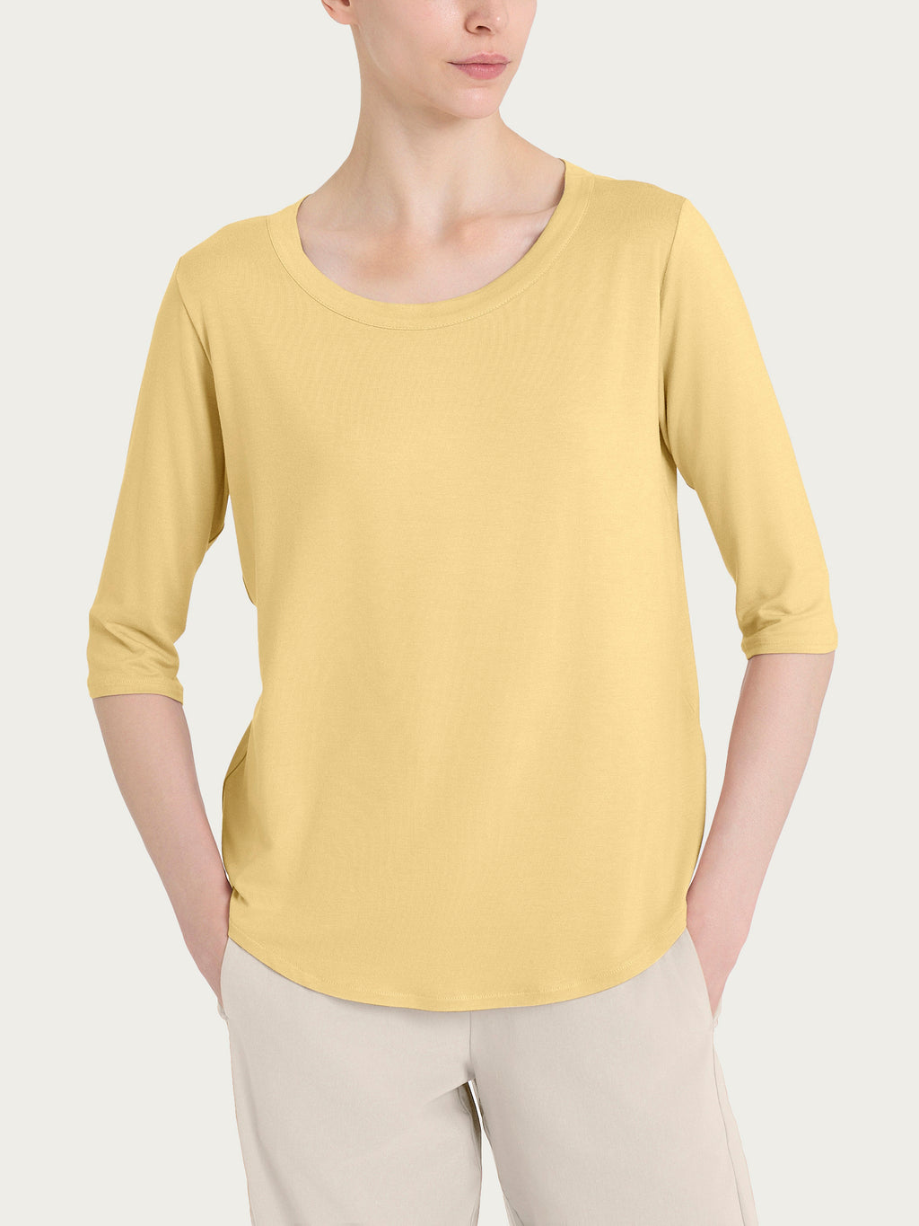 Ragno Viscosa Summer maglietta donna Pale Banana viscosa elasticizzata
