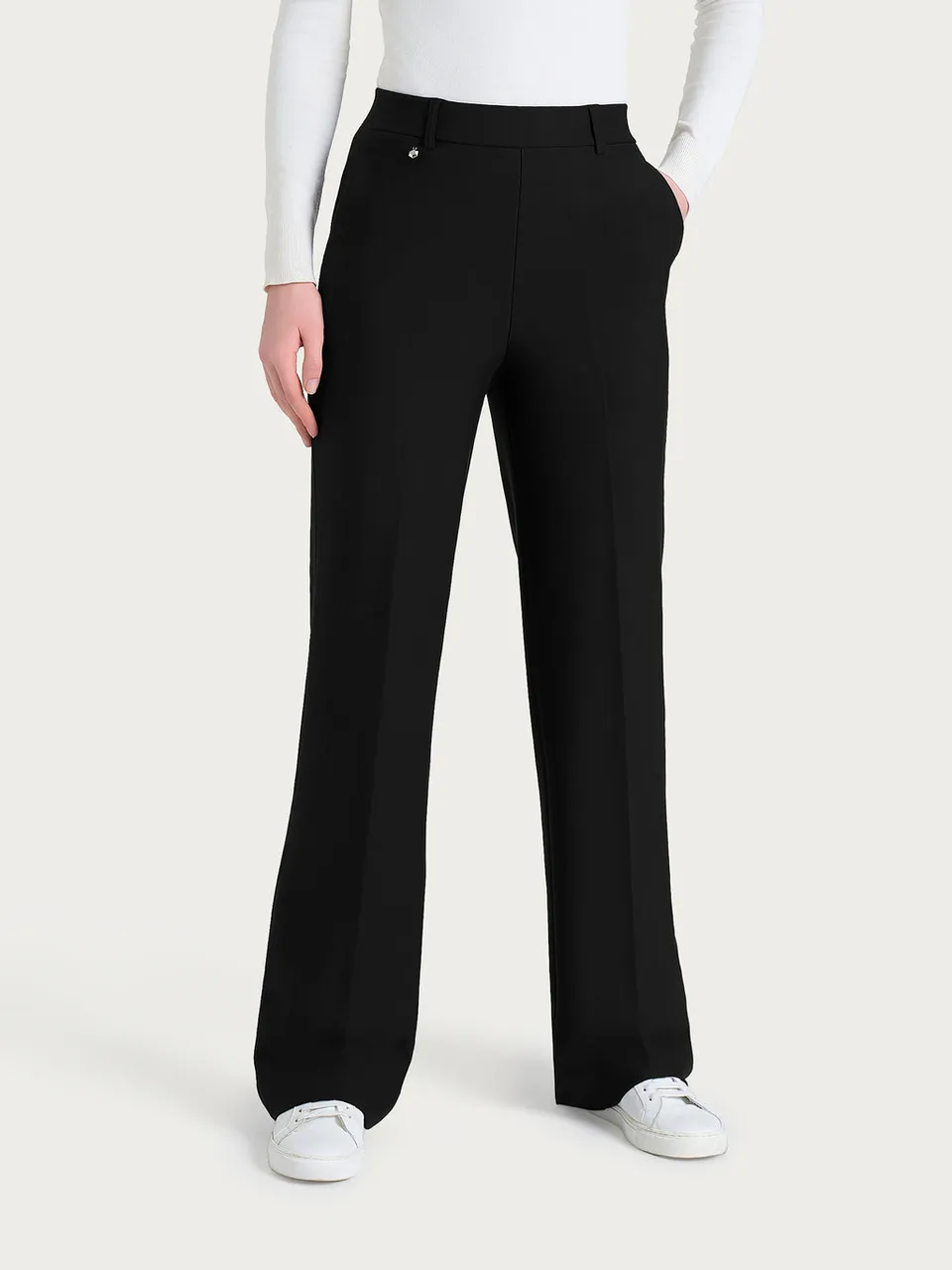 Ragno Compact pantaloni larghi donna neri tasche