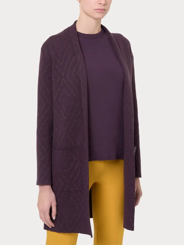 Ragno Super Soft Cardigan Lungo Rombi Cardigan Plum Perfect